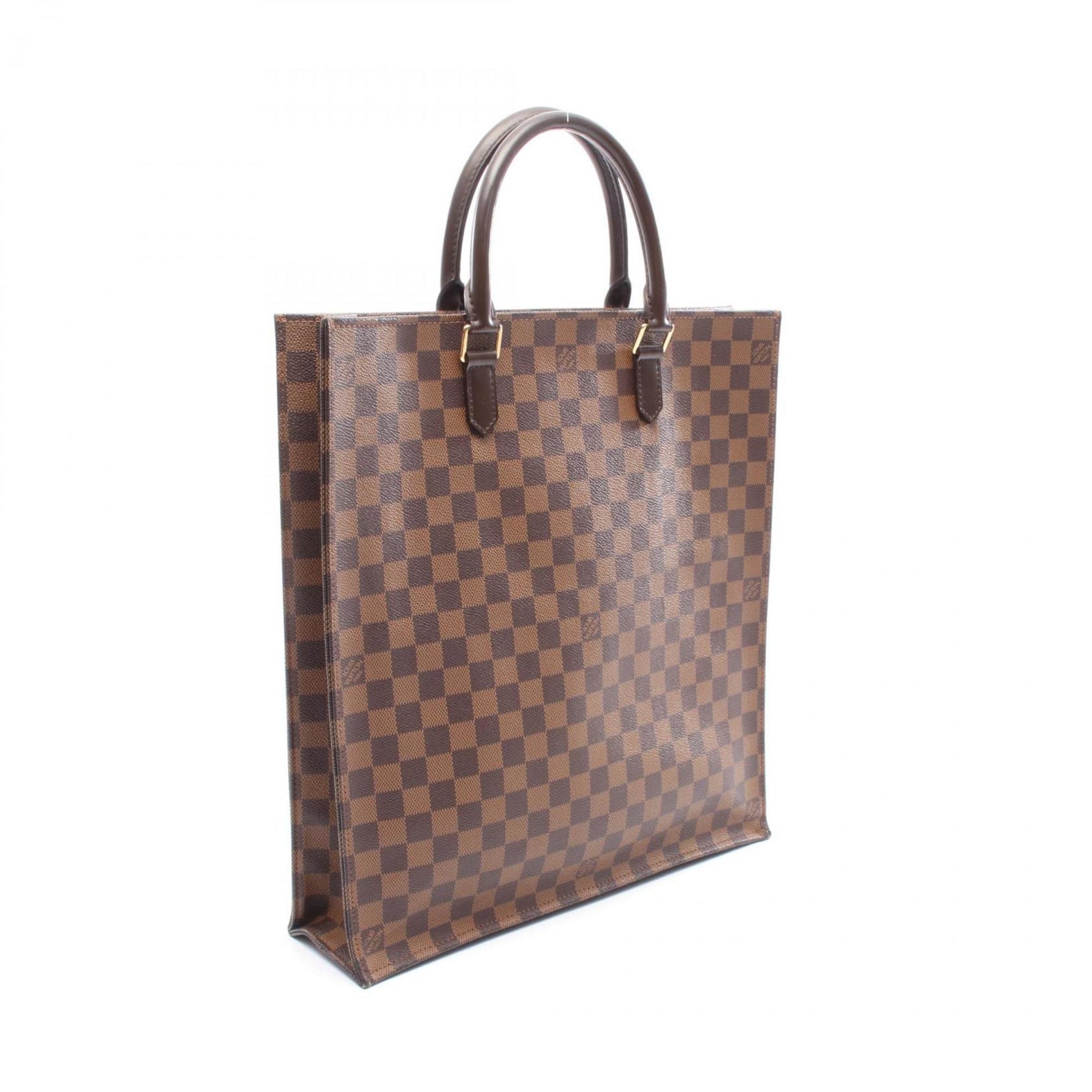 Louis Vuitton Sac Plat Tote Bag, Coated Canvas, Leather, Damier, Brown