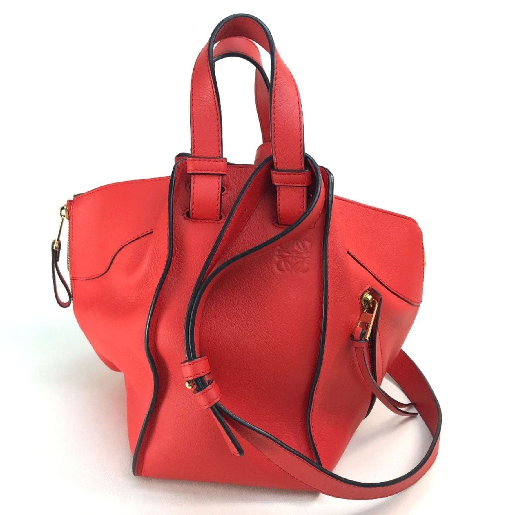 LOEWE Hammock Small Logo Shoulder/Handbag, Leather, Red