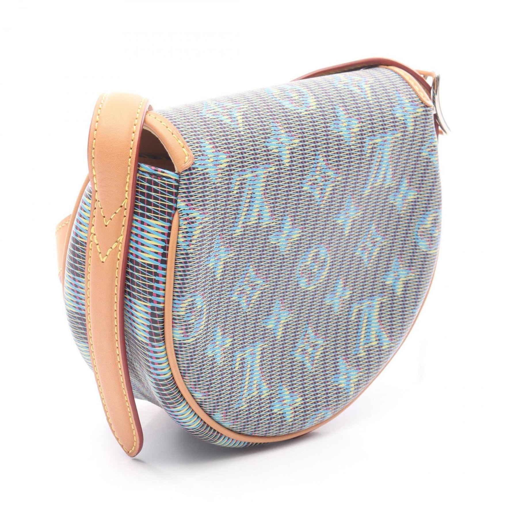 Louis Vuitton Tan Blanc Shoulder Bag in Leather and PVC-Coated Canvas with Monogram LV Pop, Black/Multicolor