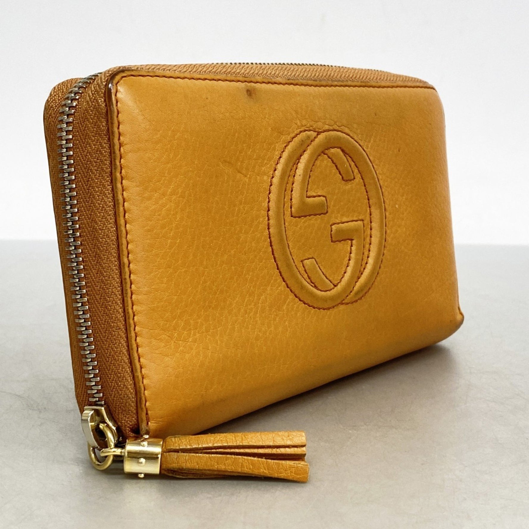 Gucci Soho Long Wallet Leather Orange Champagne Women's