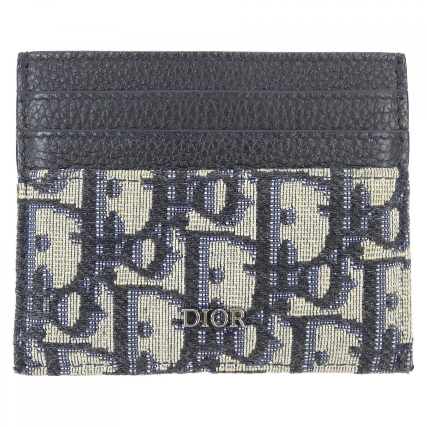 Christian Dior Dior Card Holder in Oblique Jacquard and Grained Calfskin