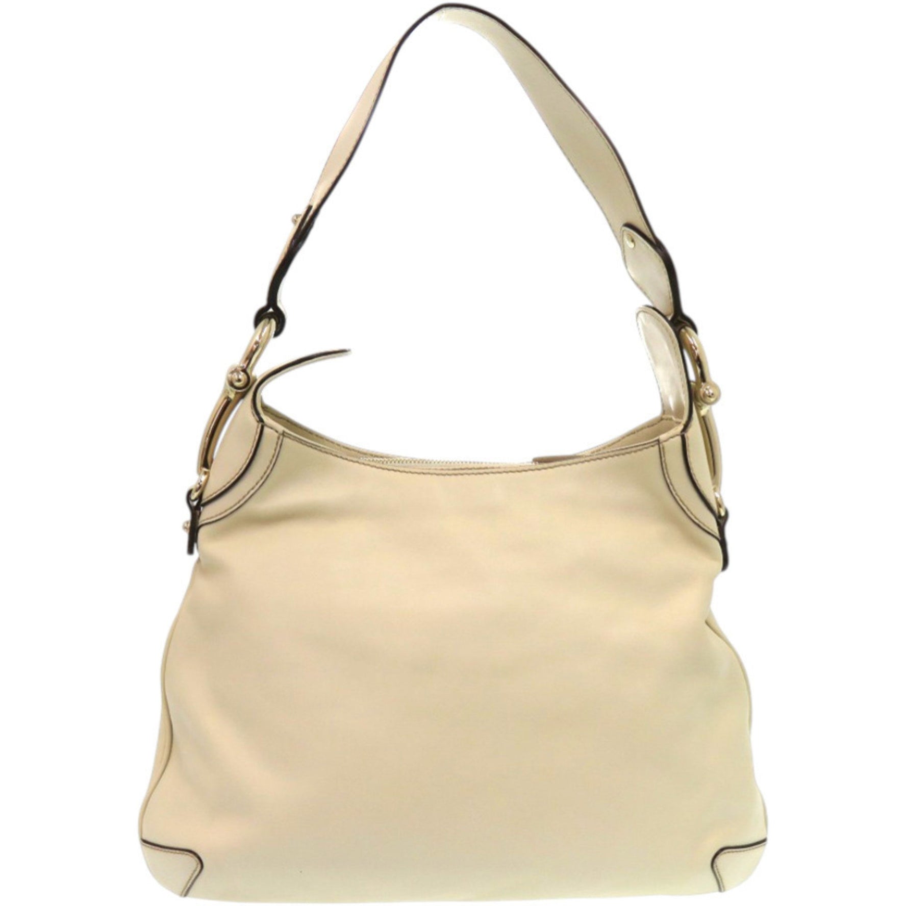 Gucci Creole Hobo Horsebit Leather White Shoulder Bag 0244