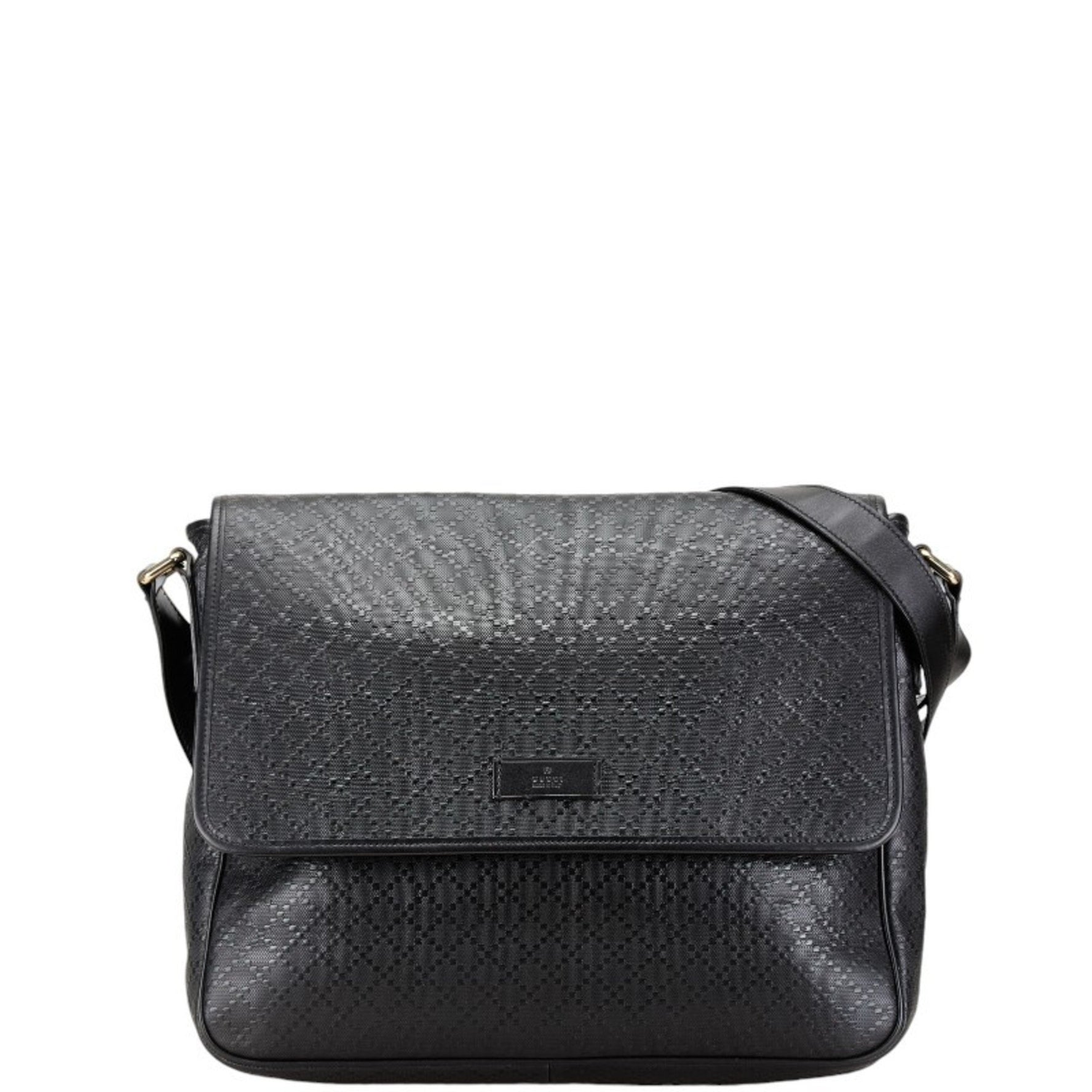 Gucci Guccissima Shoulder Bag Black Leather Women's GUCCI