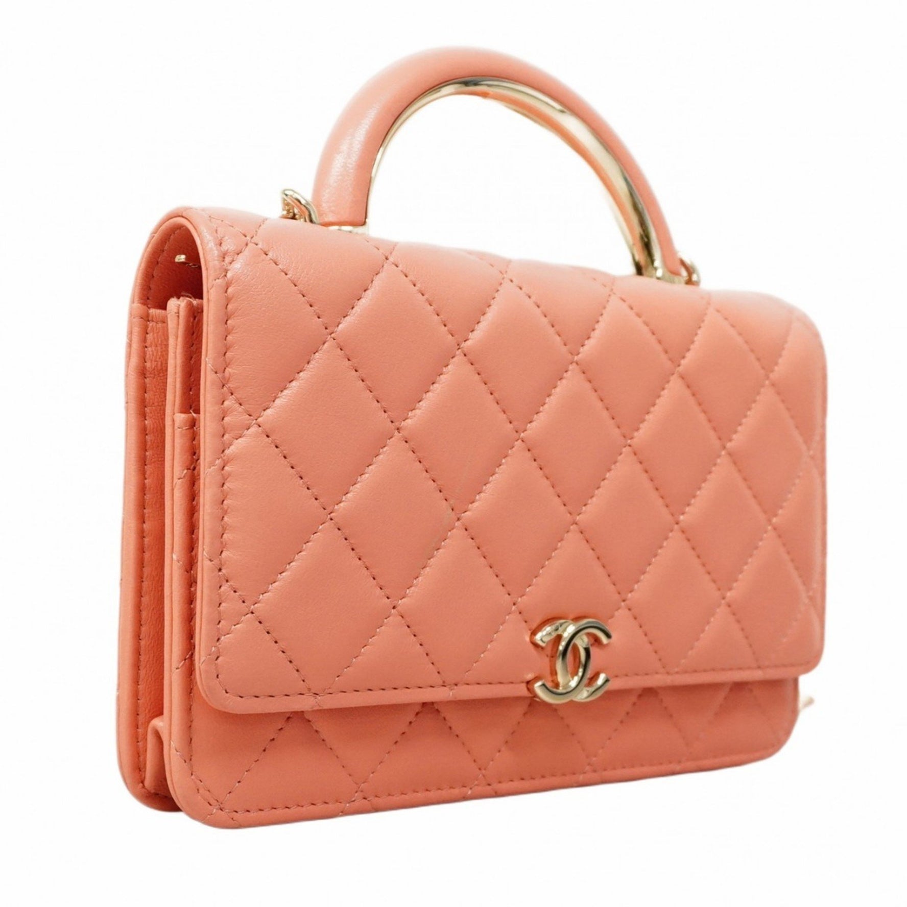 Chanel Matelasse Handbag with Chain Shoulder Strap, Lambskin, Champagne, Bag