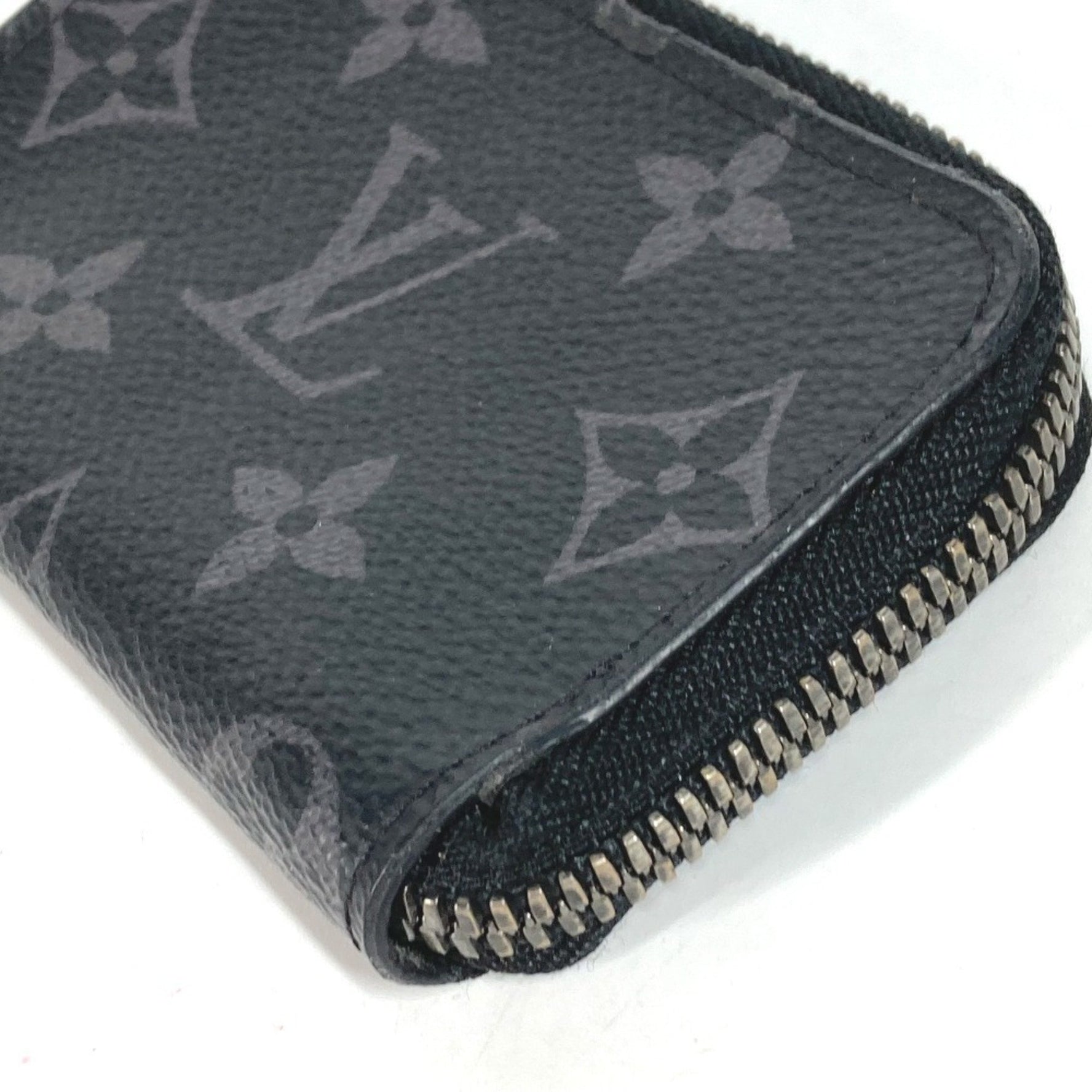 LOUIS VUITTON M63536 Monogram Eclipse Porte Monnaie Jour Wallet with L-shaped Zipper Coin Purse in Canvas, Men's, Black