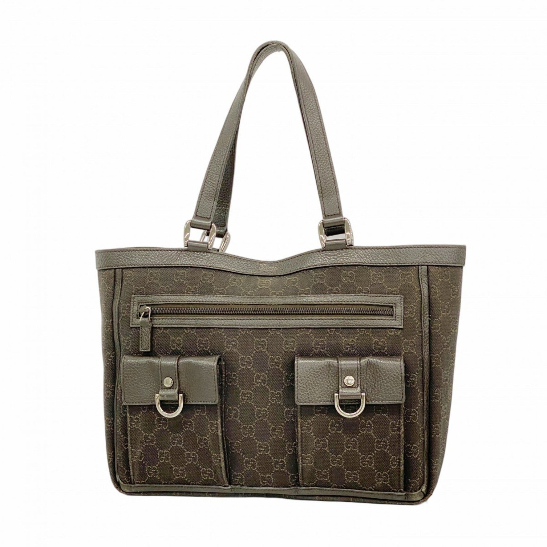 Gucci Tote Bag Denim Dark Brown Women's