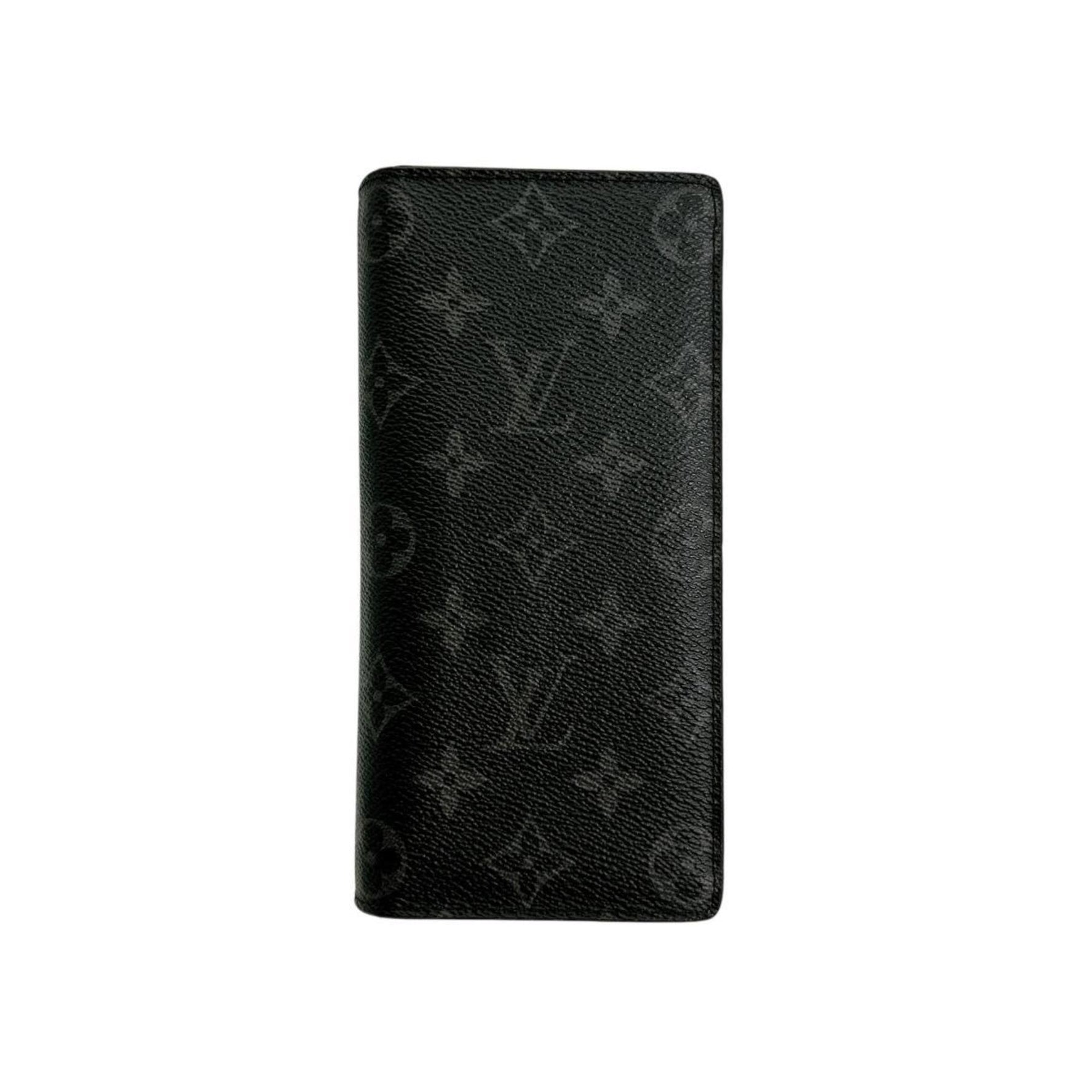 Louis Vuitton Long Wallet Bi-fold Eclipse Portefeuille Brazza Monogram Canvas Gray x Black