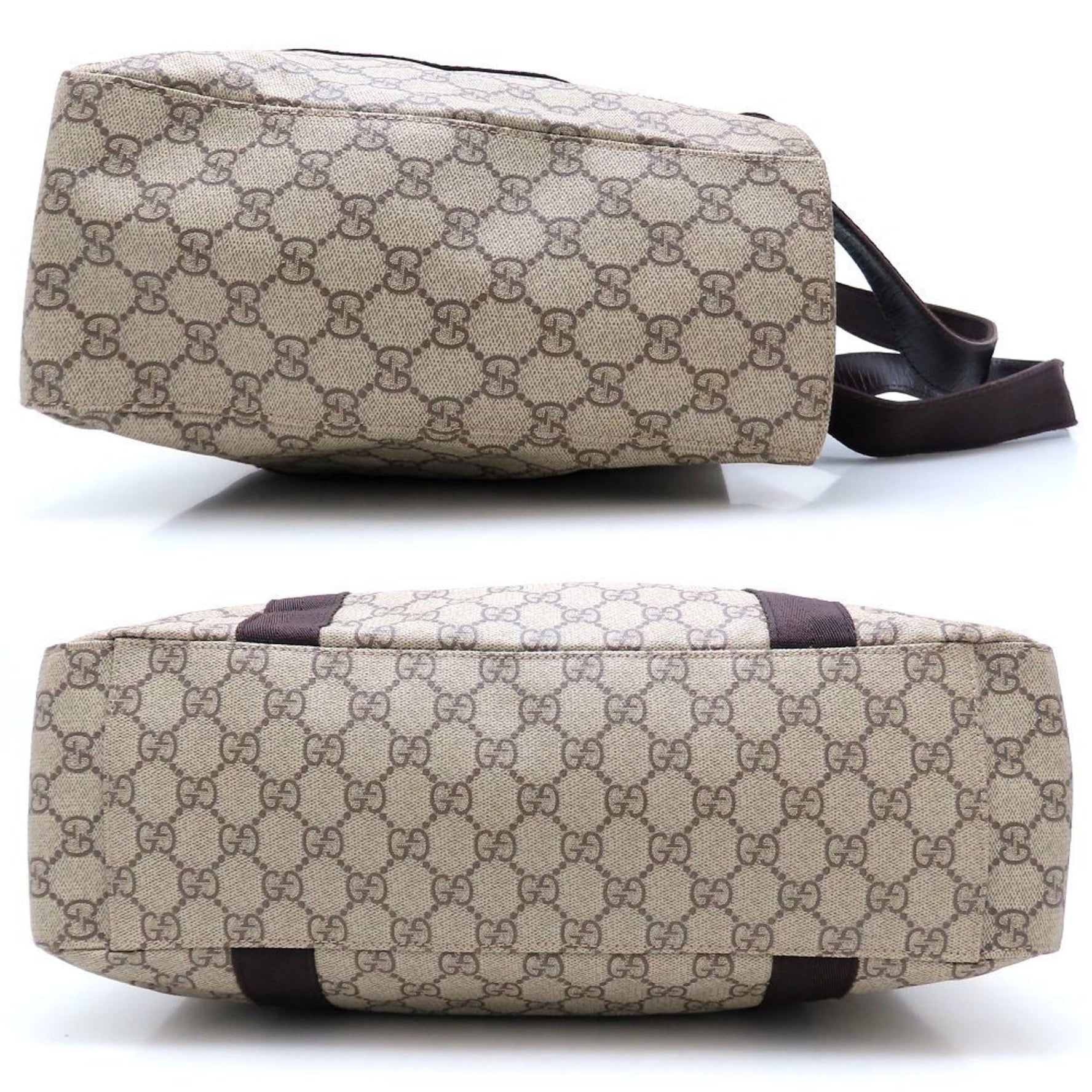 GUCCI Tote Bag in GG Supreme Canvas, Beige and Dark Brown