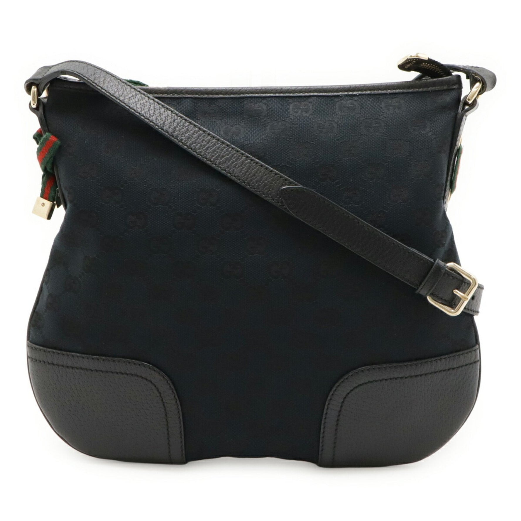 GUCCI GG Canvas Princess Ribbon Shoulder Bag in Leather, Black, Green, and Red