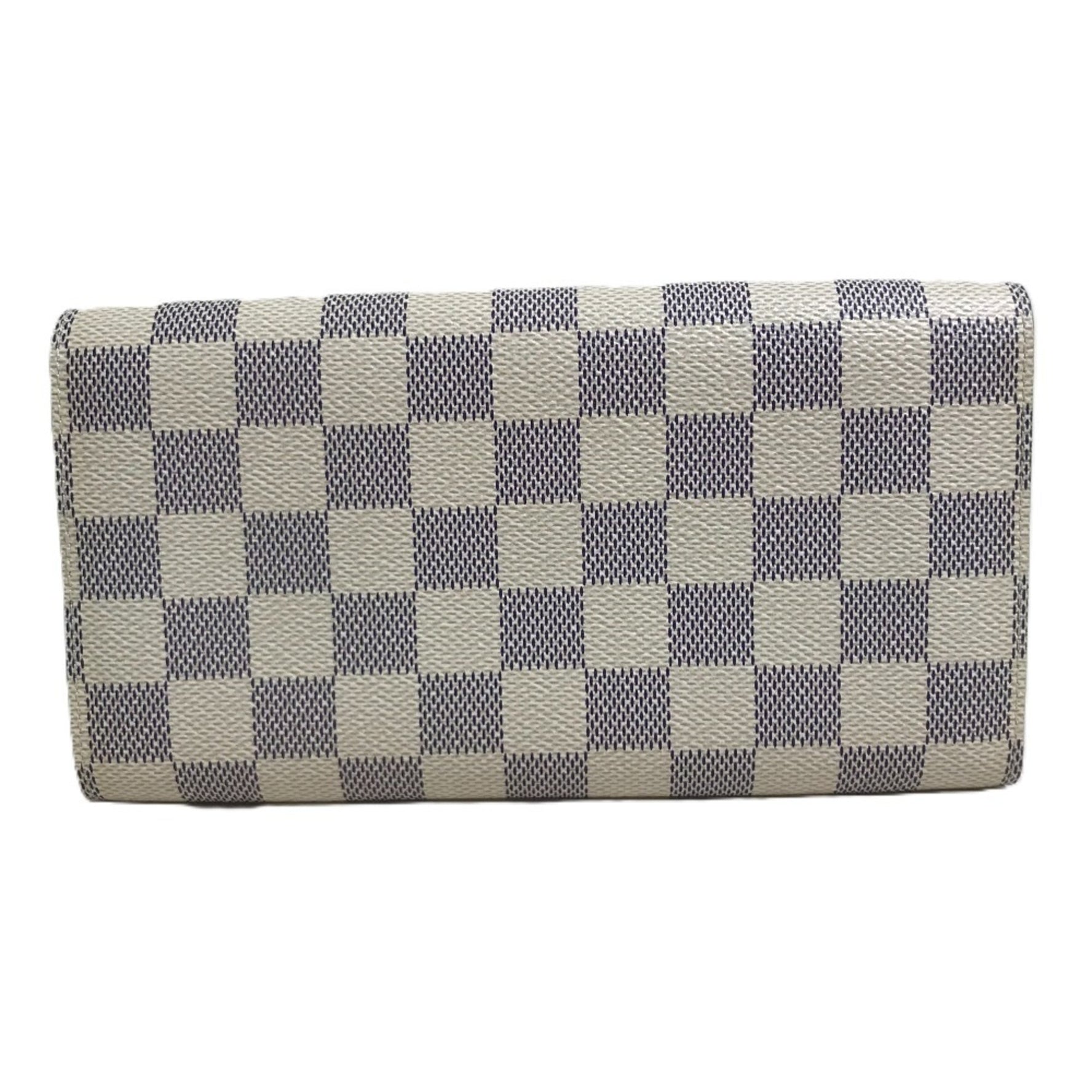 LOUIS VUITTON N61735 Damier Azur Portefeuille Sarah Long Wallet in Canvas, Women's, White