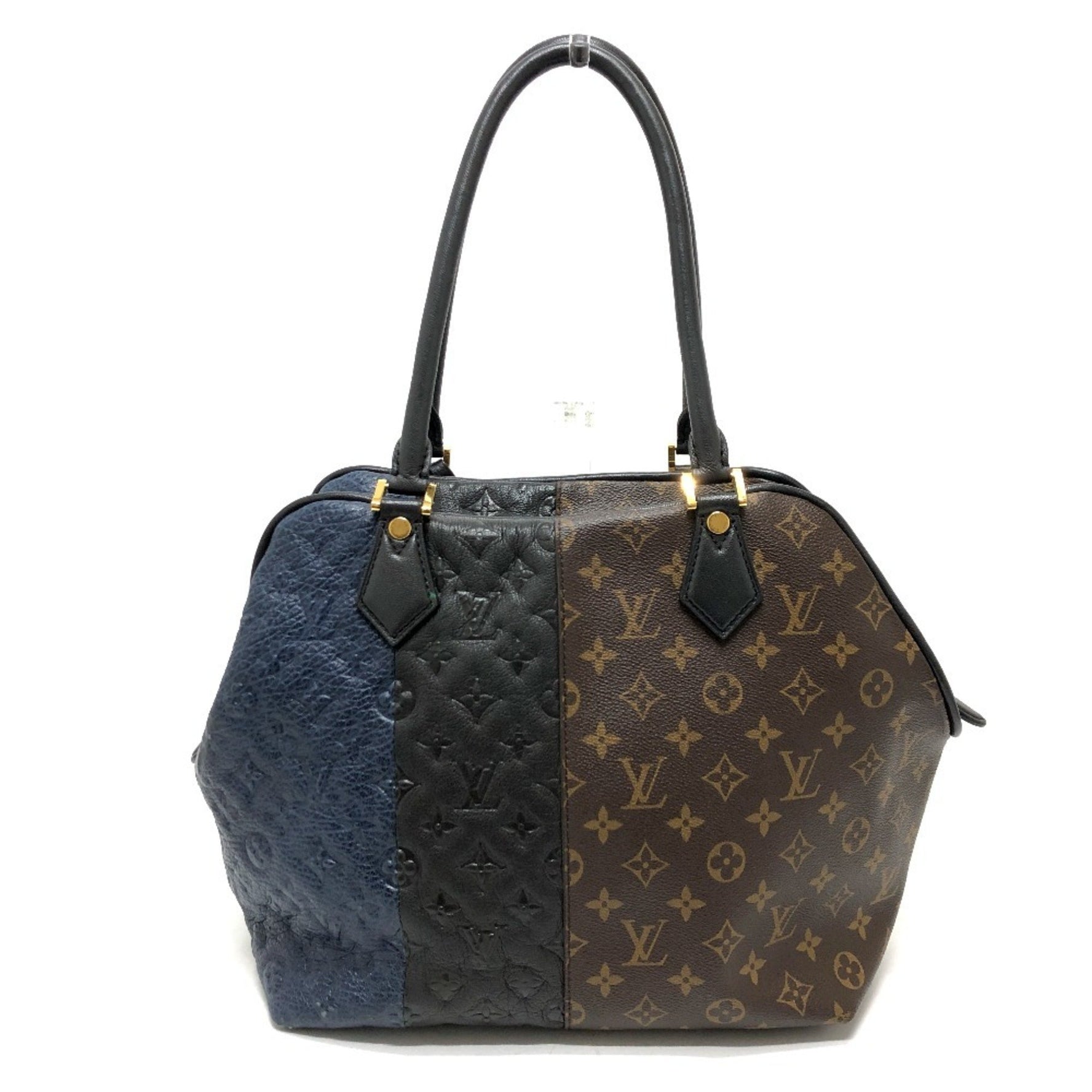 LOUIS VUITTON M40504 Monogram Block Tote Shoulder Bag, Canvas, Women's, Brown