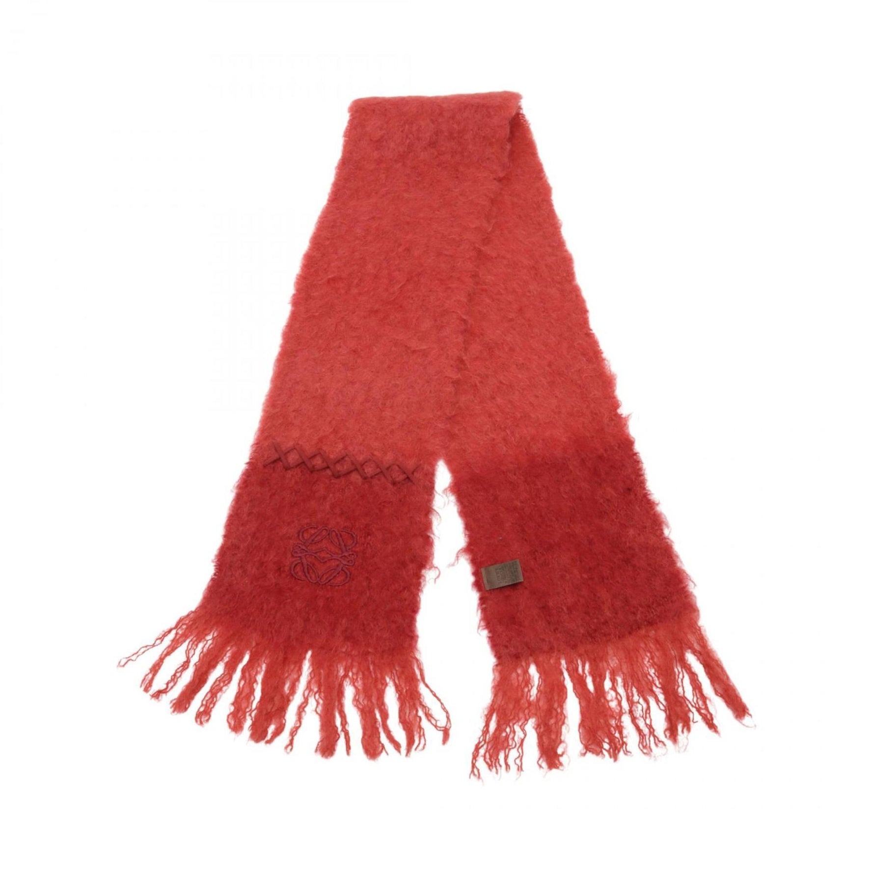 LOEWE Anagram Scarf Clothing Wool Mohair Women's Red