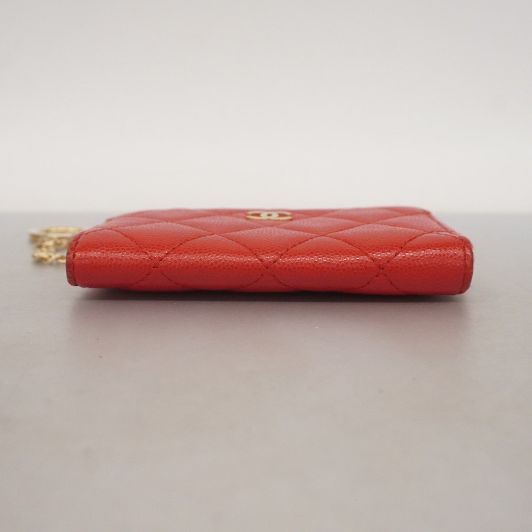 Chanel Matelasse Wallet/Coin Case in Caviar Leather, Red Champagne