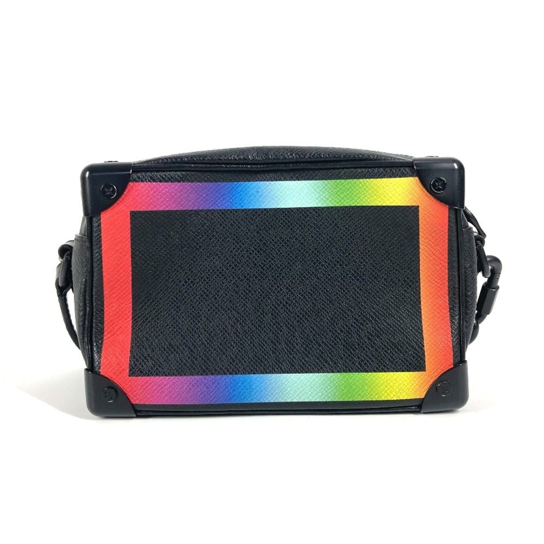 Louis Vuitton Taiga Rainbow Mini Soft Trunk Bag Crossbody Pochette Shoulder Leather Men's Black