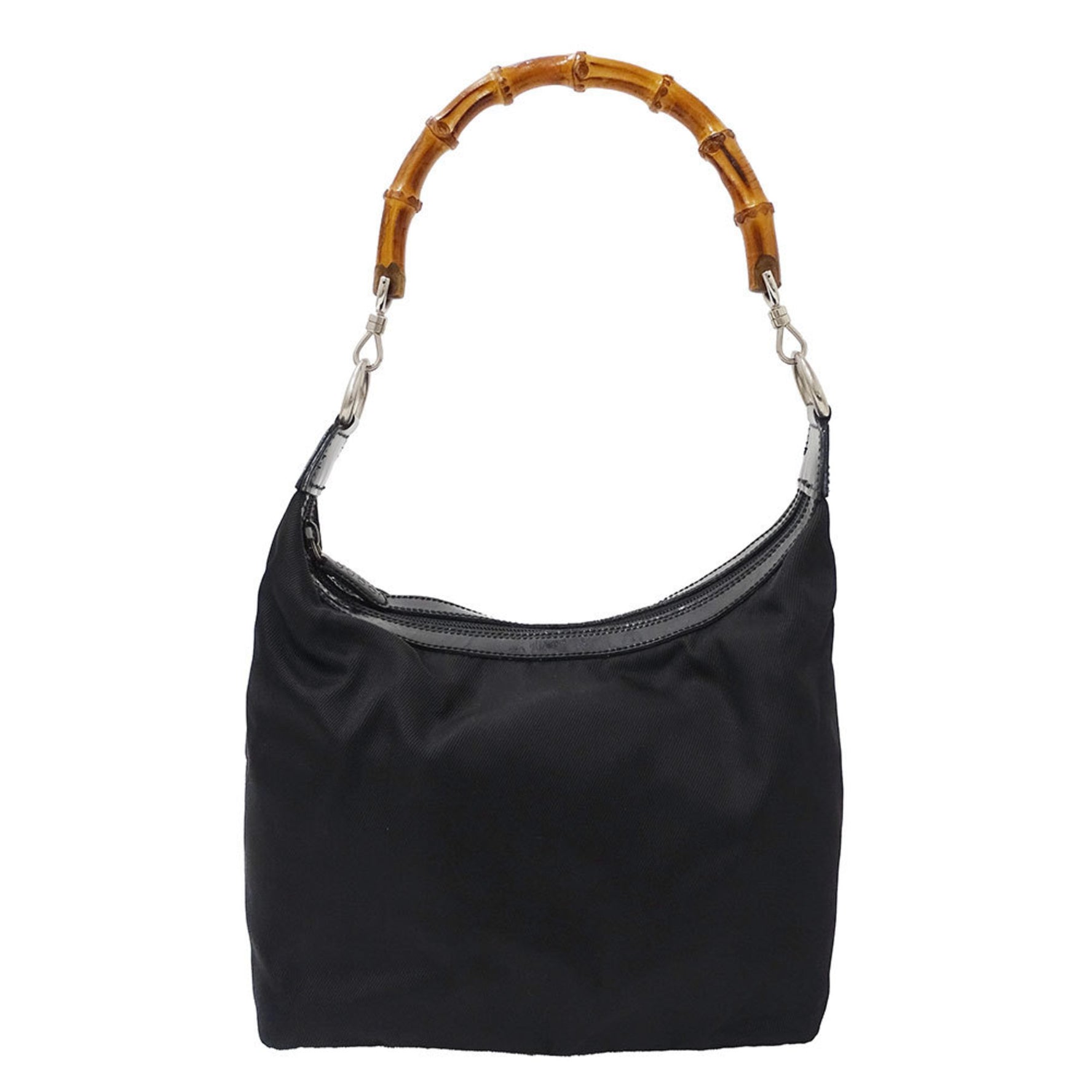 Gucci Women's Bamboo Nylon Shoulder Bag, Black, 000-1956