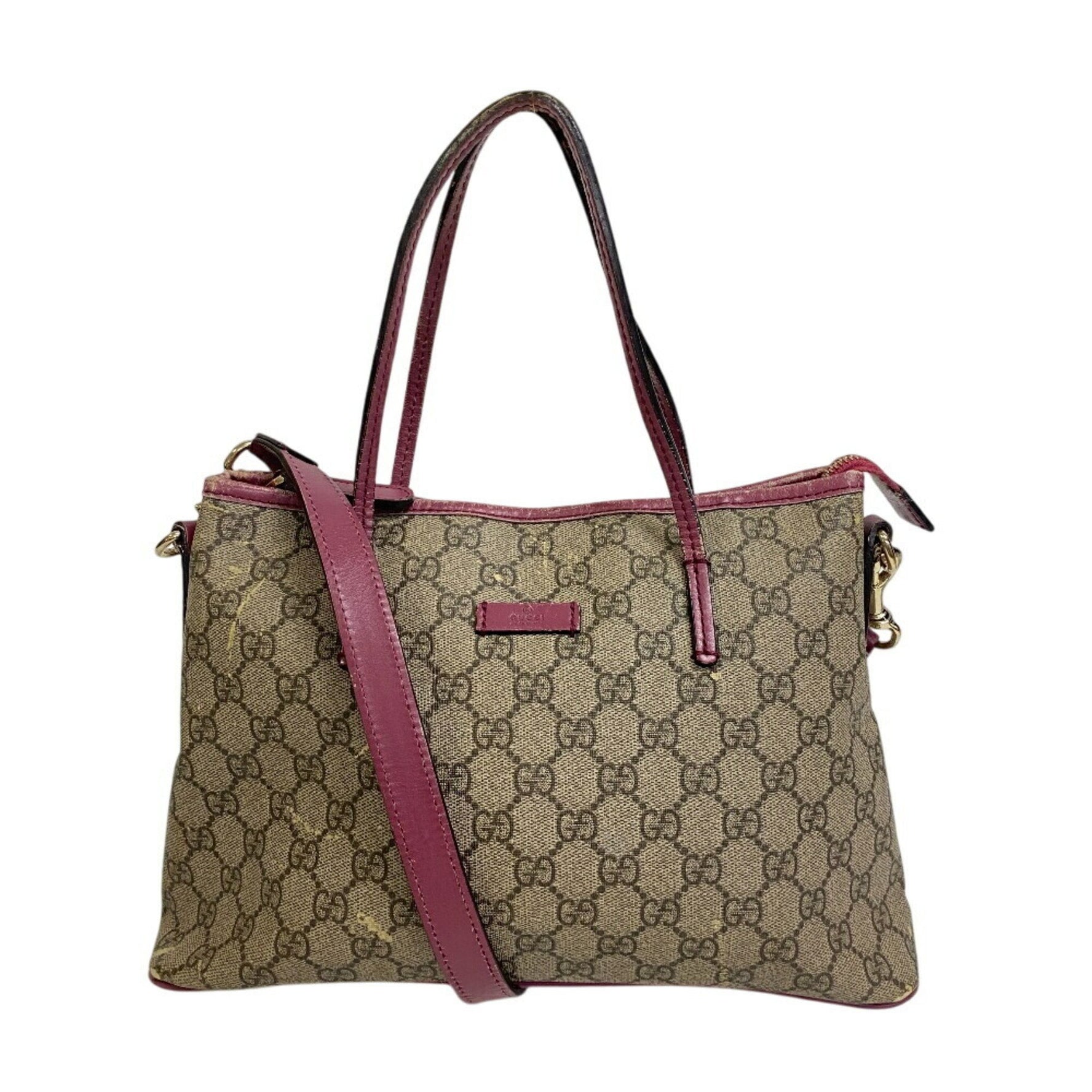 GUCCI GG Supreme Hand Shoulder Tote Bag Pink Women's