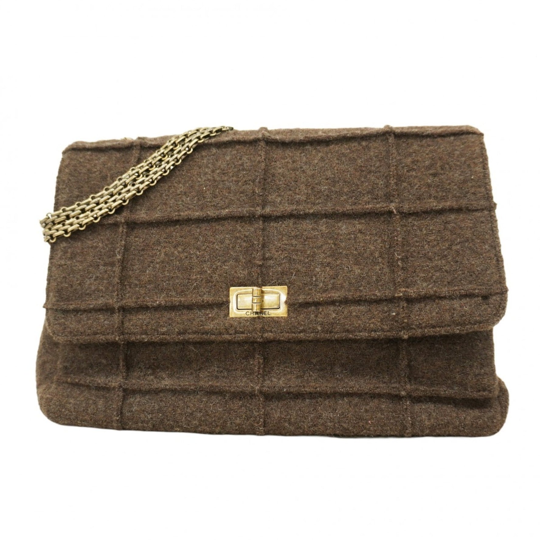 Chanel 2.55 Chocolate Bar Shoulder Bag with Double Chain, Wool