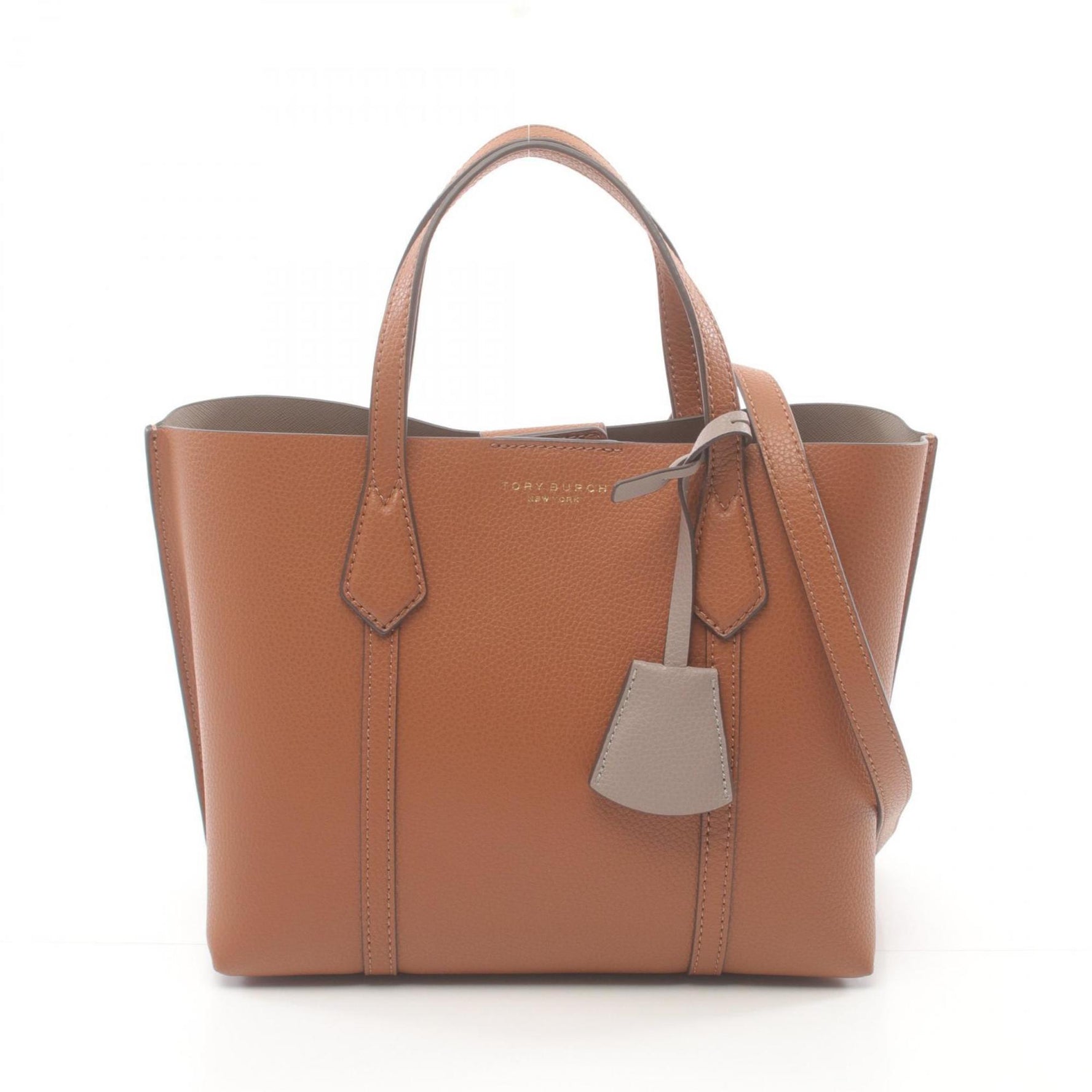 Tory Burch Perry Small Triple Compartment Handbag Bag Leather Women's Brown