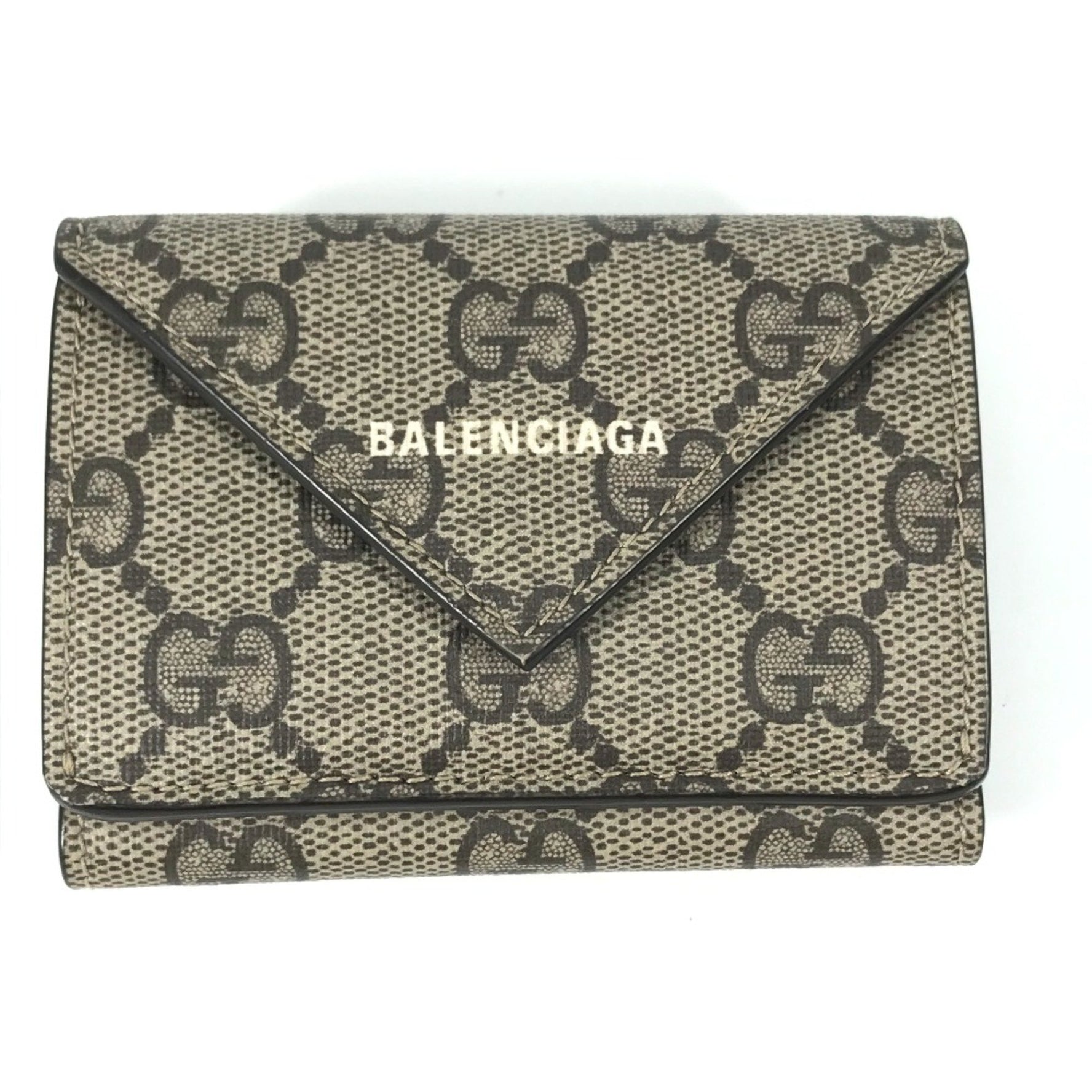 Gucci BALENCIAGA Balenciaga collaboration The Hacker Project Trifold wallet Beige White