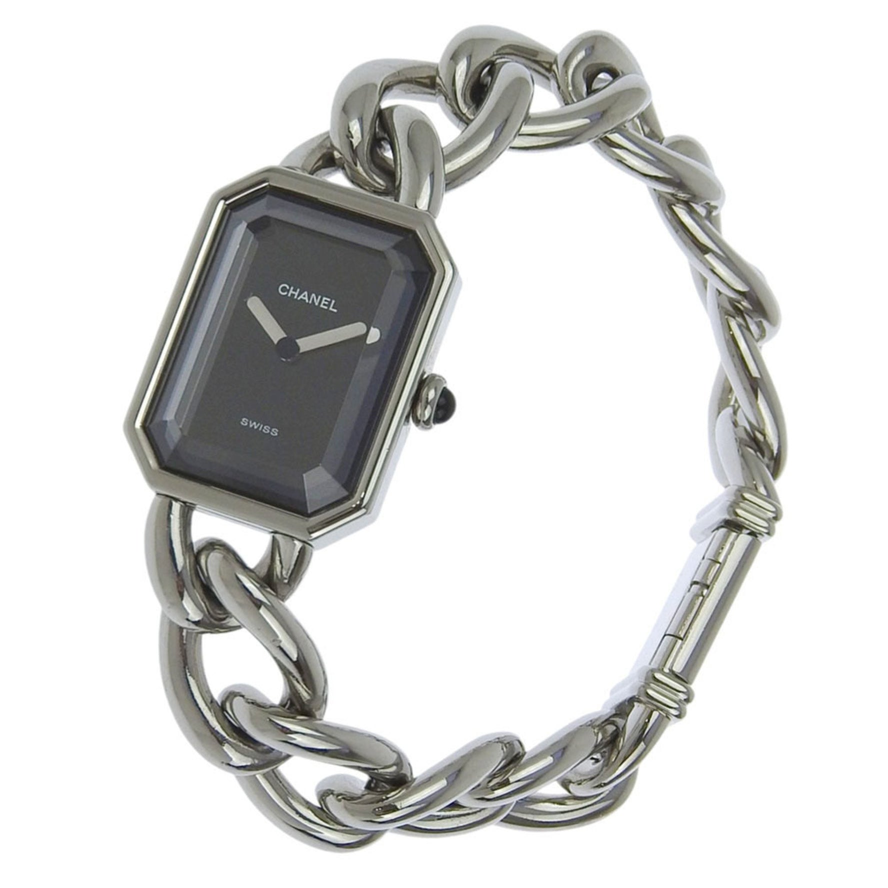 CHANEL Premiere M Watch Stainless Steel Quartz Analog Display Black Dial