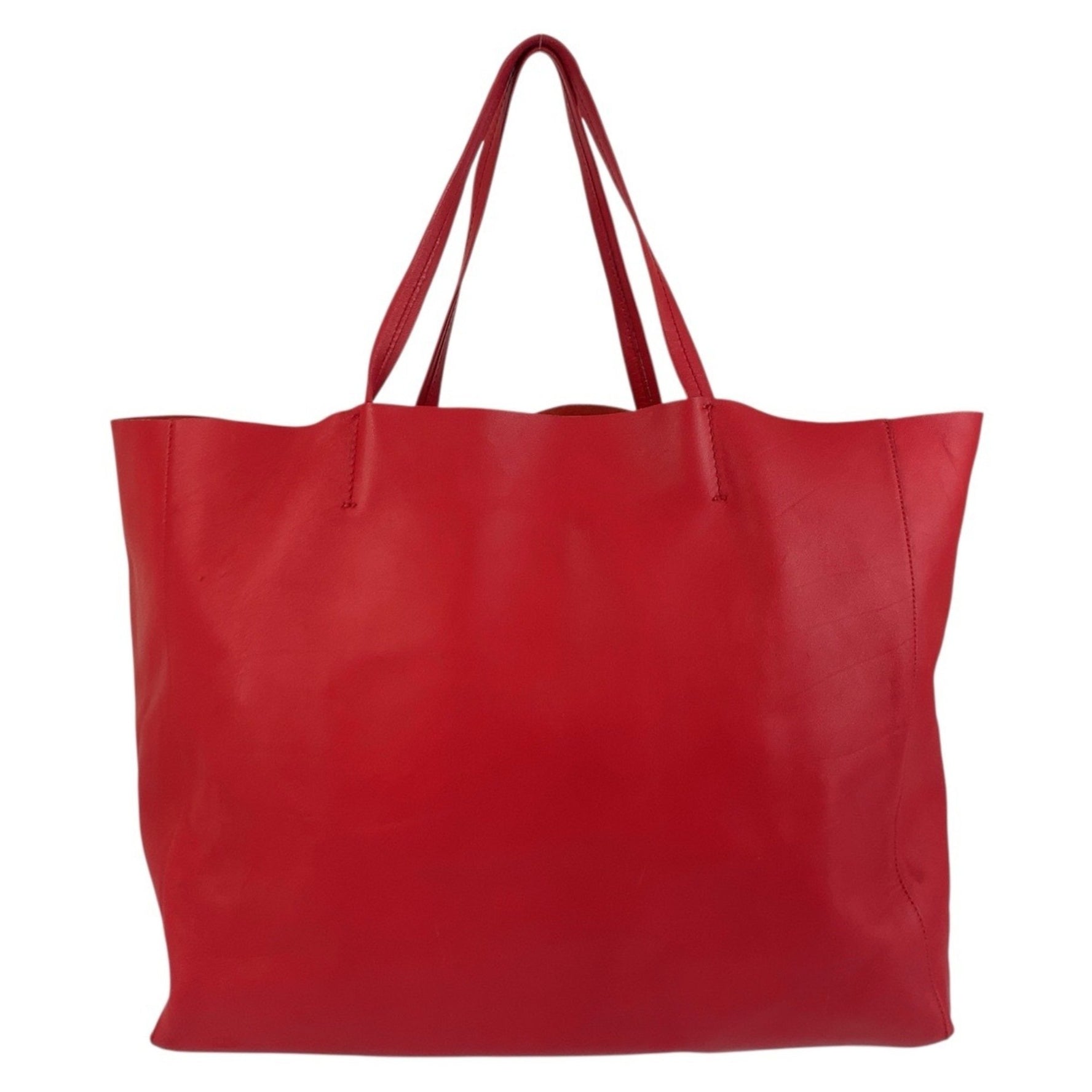 CELINE Horizontal Cabas Red Leather Tote Bag Shoulder