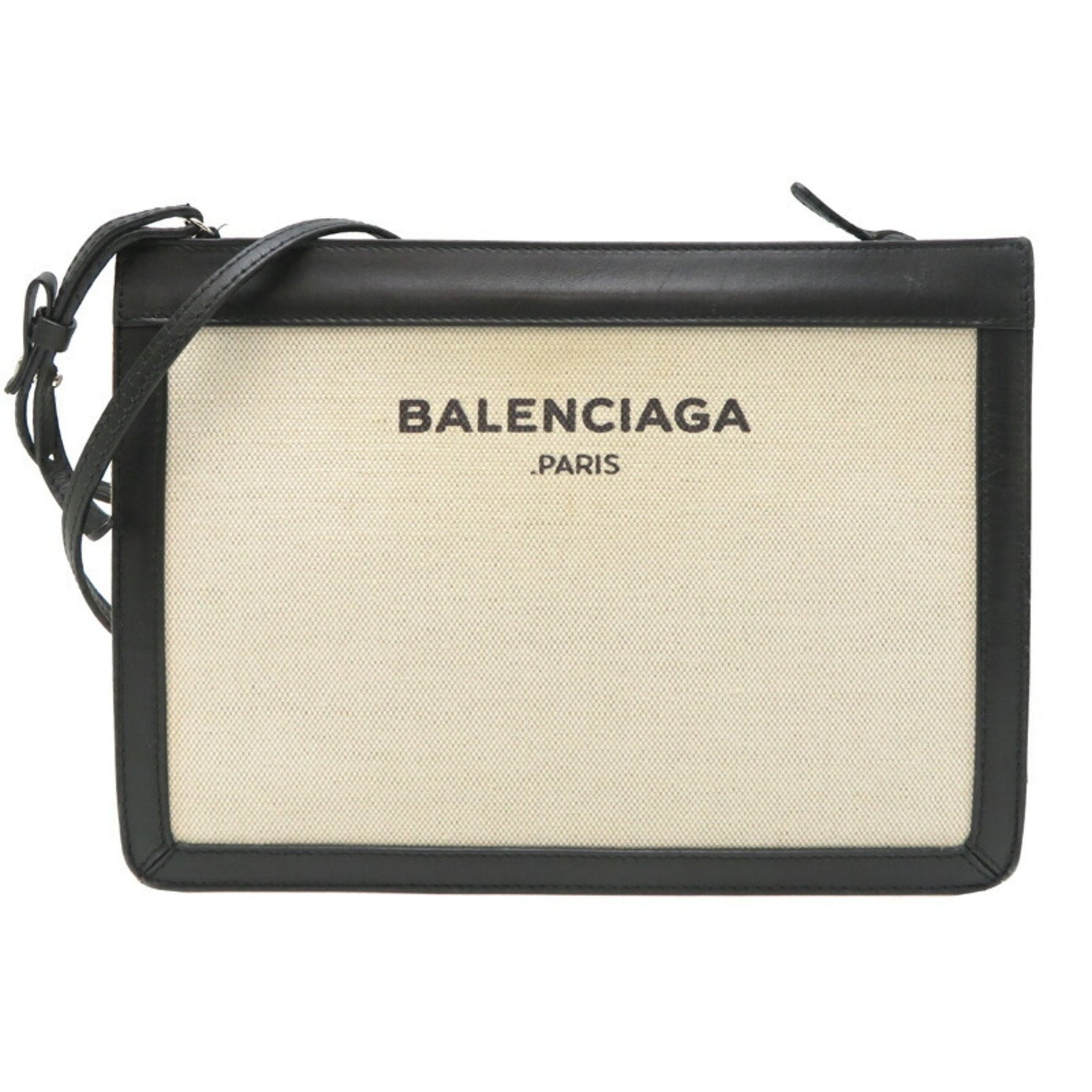Balenciaga Navy Pochette Shoulder Bag Canvas White