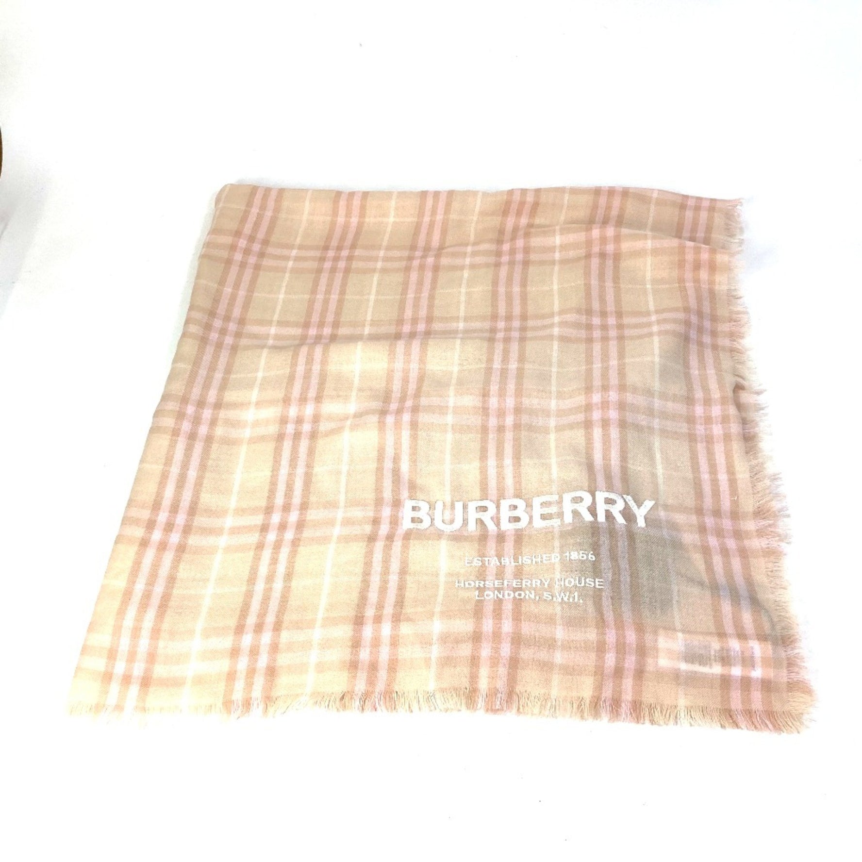 Burberry check Stole/Shawl shawl fringe Scarf Pink/Beige