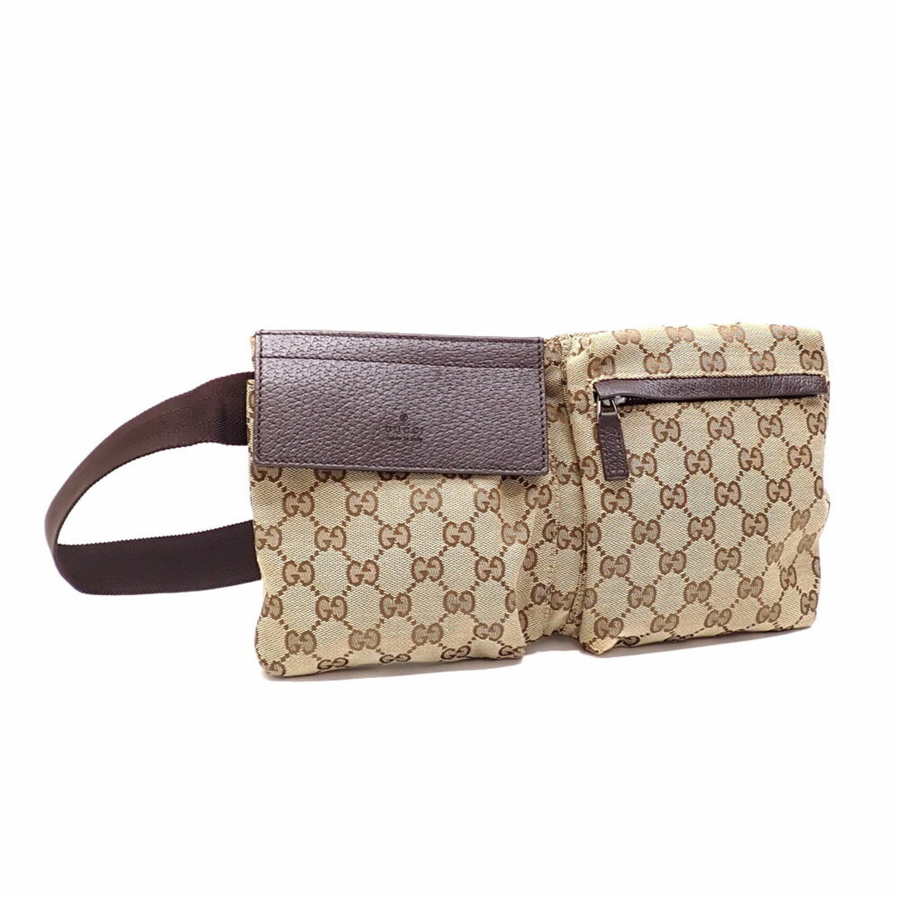 Gucci Men's Waist Bag, Beige/Brown GG Canvas and Leather,