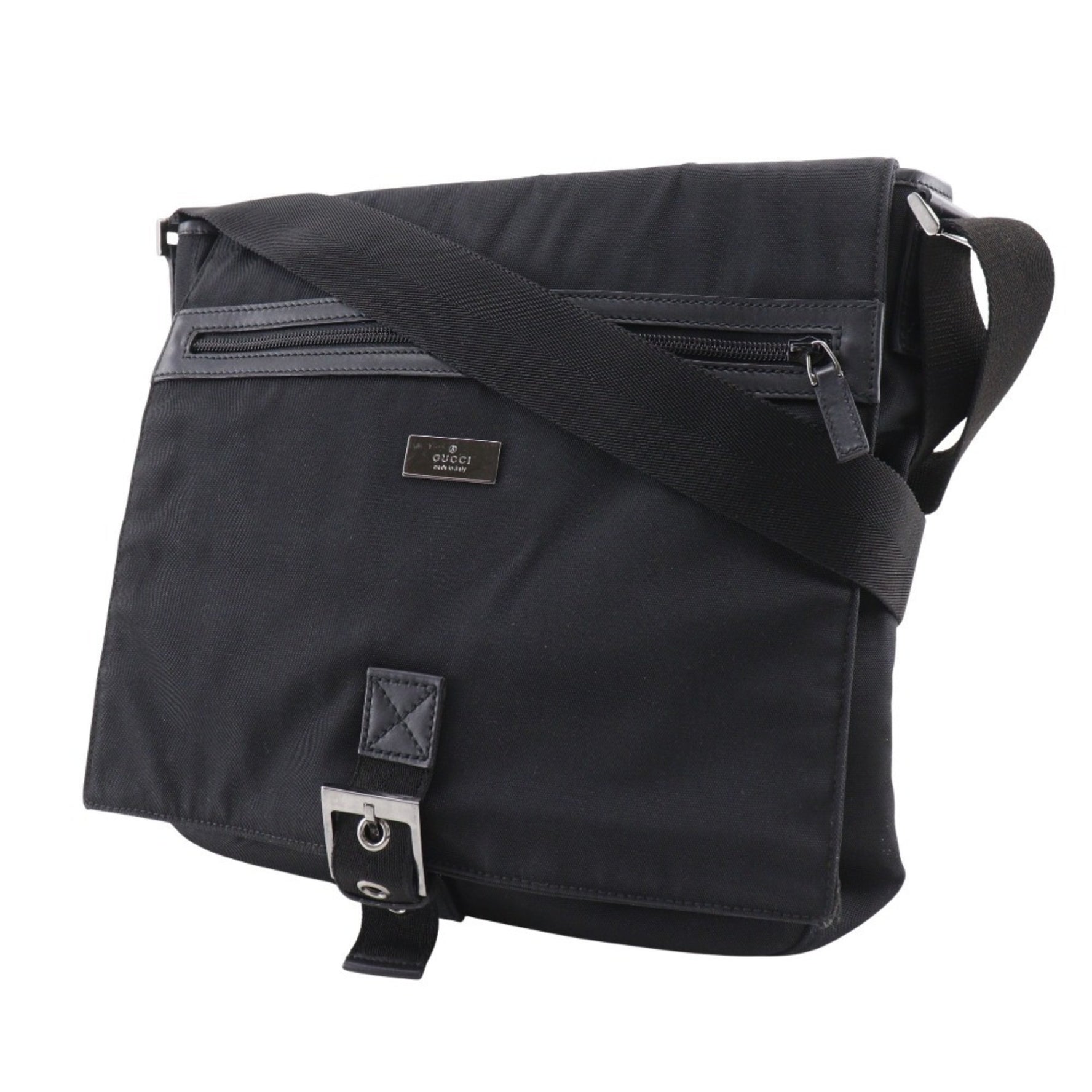 Gucci Shoulder Bag Nylon Canvas Belt Clasp Unisex