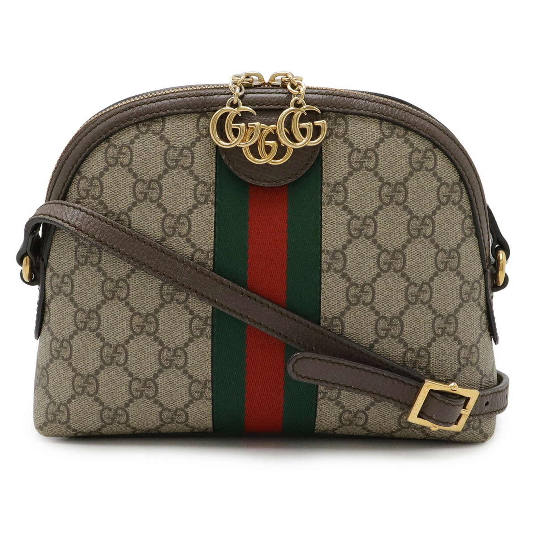 GUCCI Ophidia Small GG Supreme Sherry Line Shoulder Bag Pochette PVC Leather Beige Mocha Brown