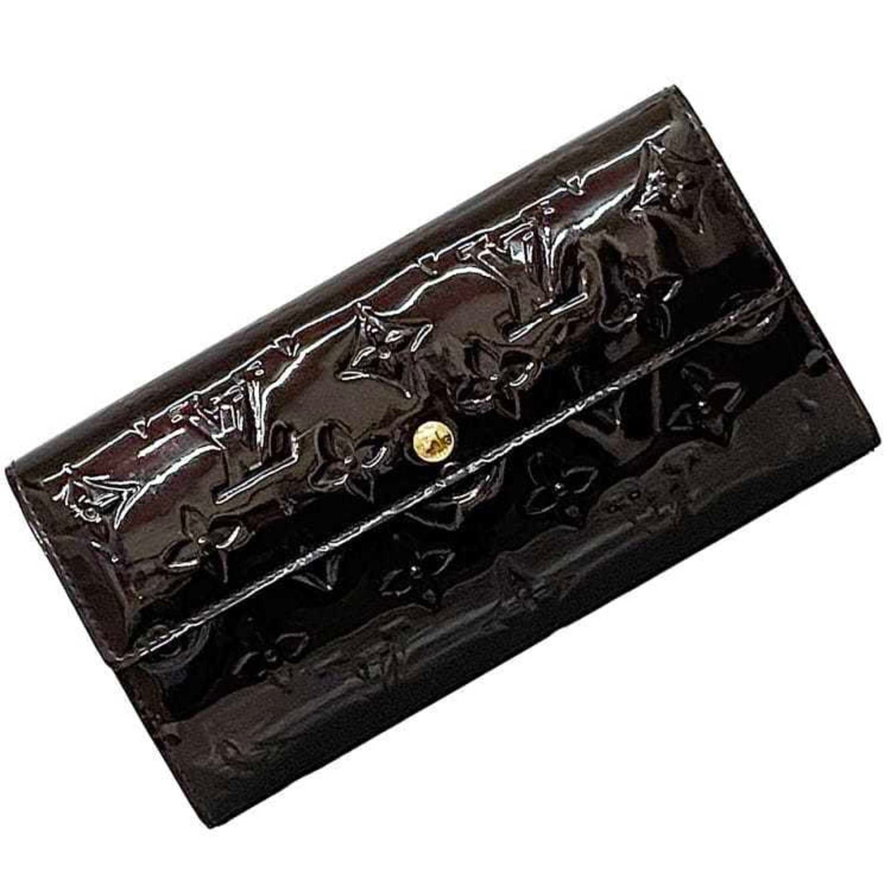 Louis Vuitton Bi-fold Long Wallet Portefeuille Sarah ec-22974 Wine Red Amaranth Monogram Vernis M93524 Patent Leather TN3179 LOUIS VUITTON Flap Deep Purple