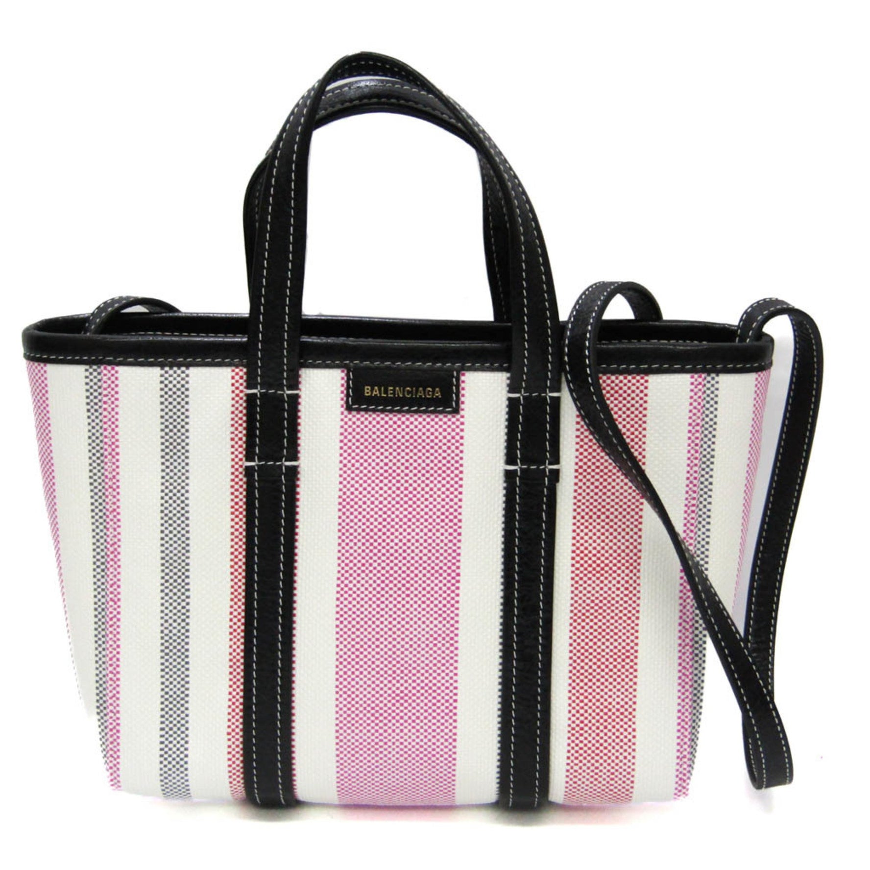 Balenciaga BARBES SMALL Women's Leather,Polyamide Handbag,Shoulder Bag Black,Pink,Red Color,White