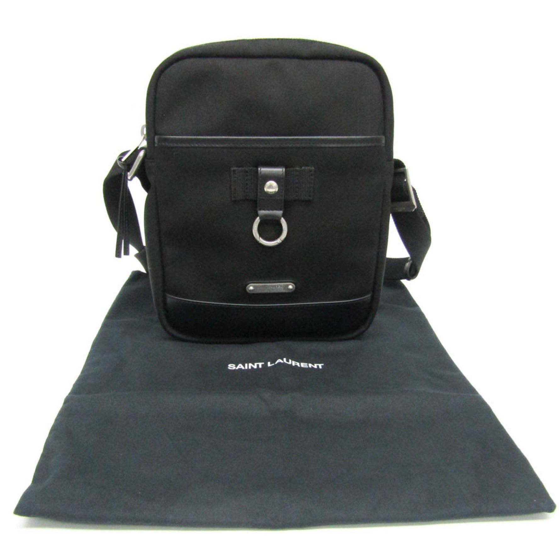Saint Laurent Rivington Men,Women Leather,Canvas Shoulder Bag Black