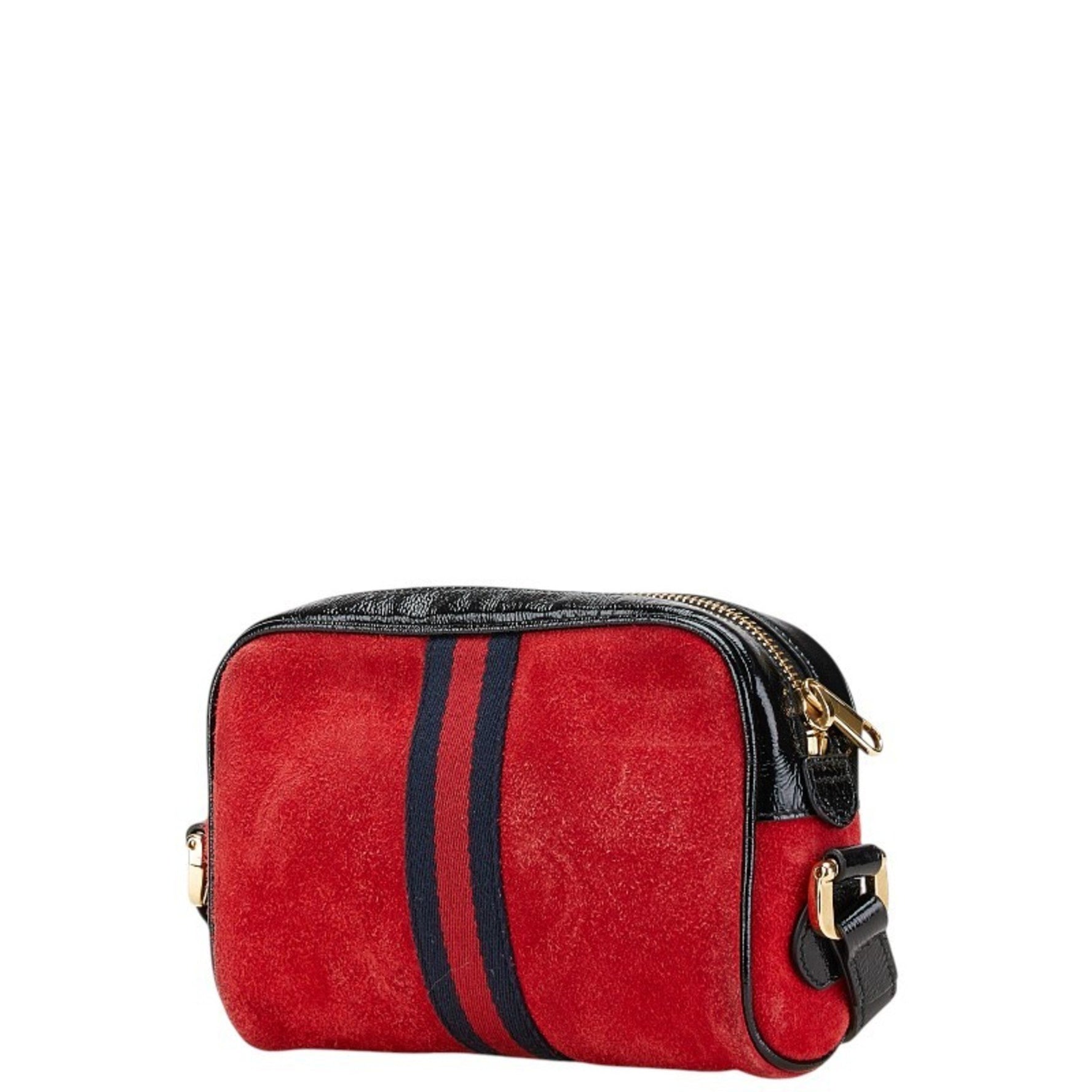 Gucci Sherry Line Crossbody Shoulder Bag in Red Multicolor Suede and Leather