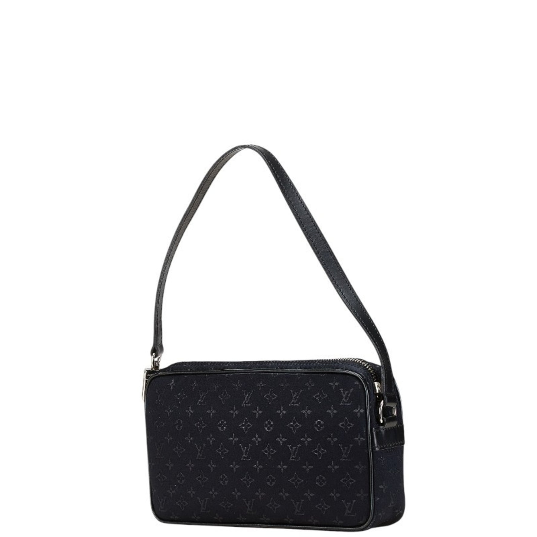 Louis Vuitton Monogram Satin Pochette Comte de Fay One-Shoulder Bag in Noir Black Leather and Patent Leather.