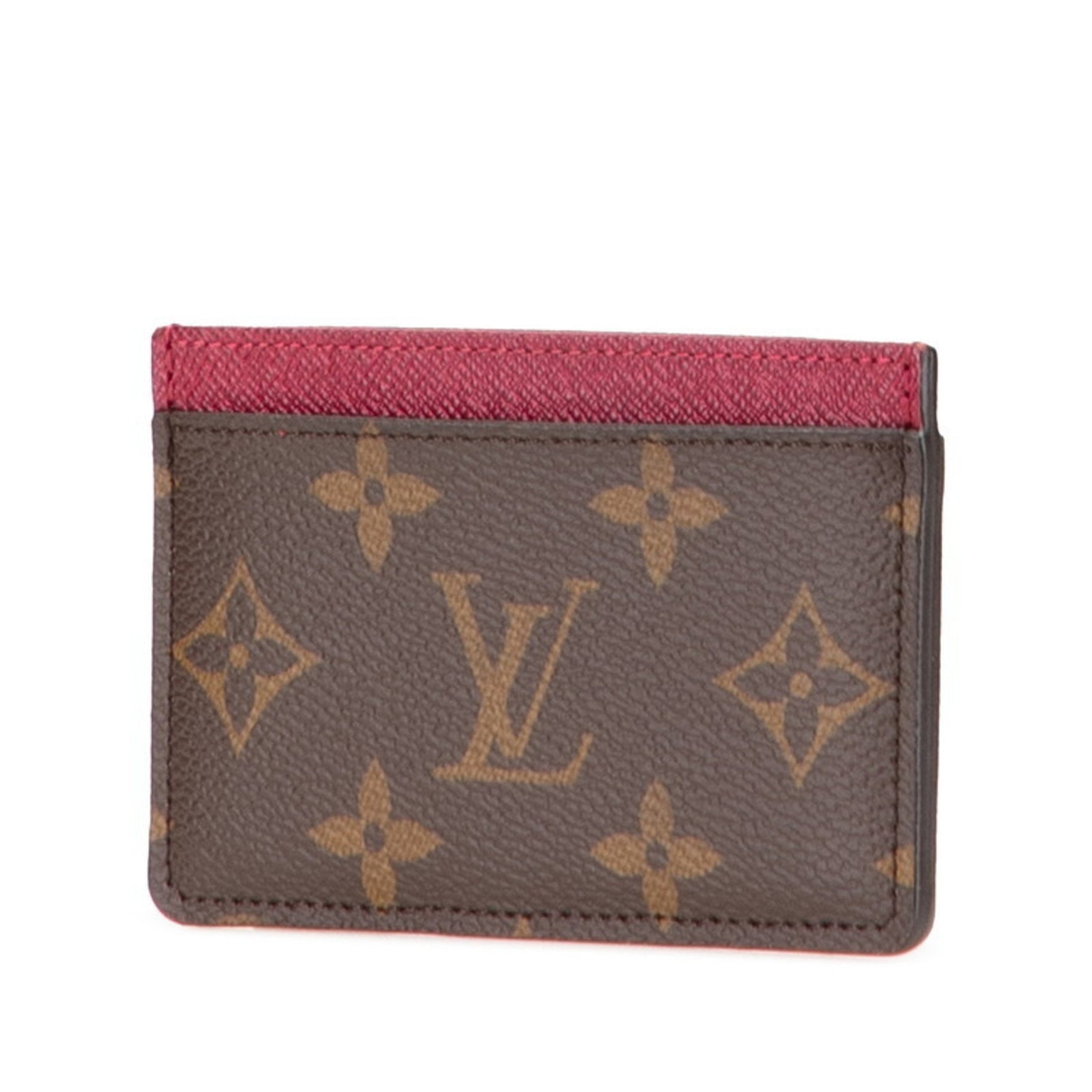 Louis Vuitton Monogram Porte Carte Sample Card Case M60703 Brown Fuchsia PVC Leather Women's LOUIS VUITTON