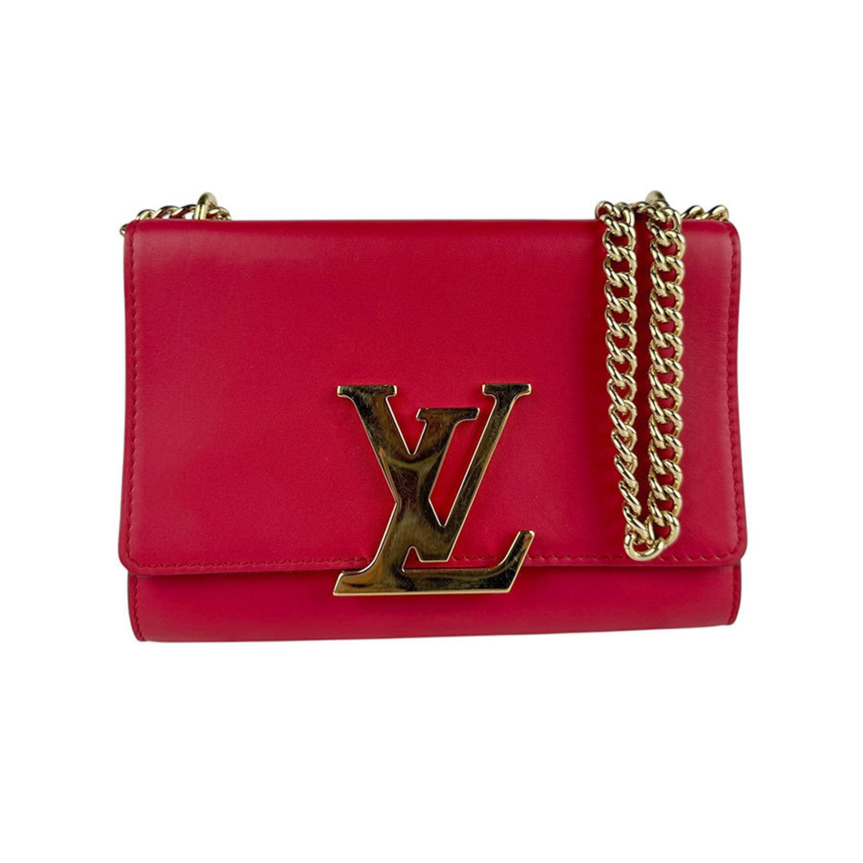 Louis Vuitton Louise MM Shoulder Bag, Pochette, Leather, Red Gold