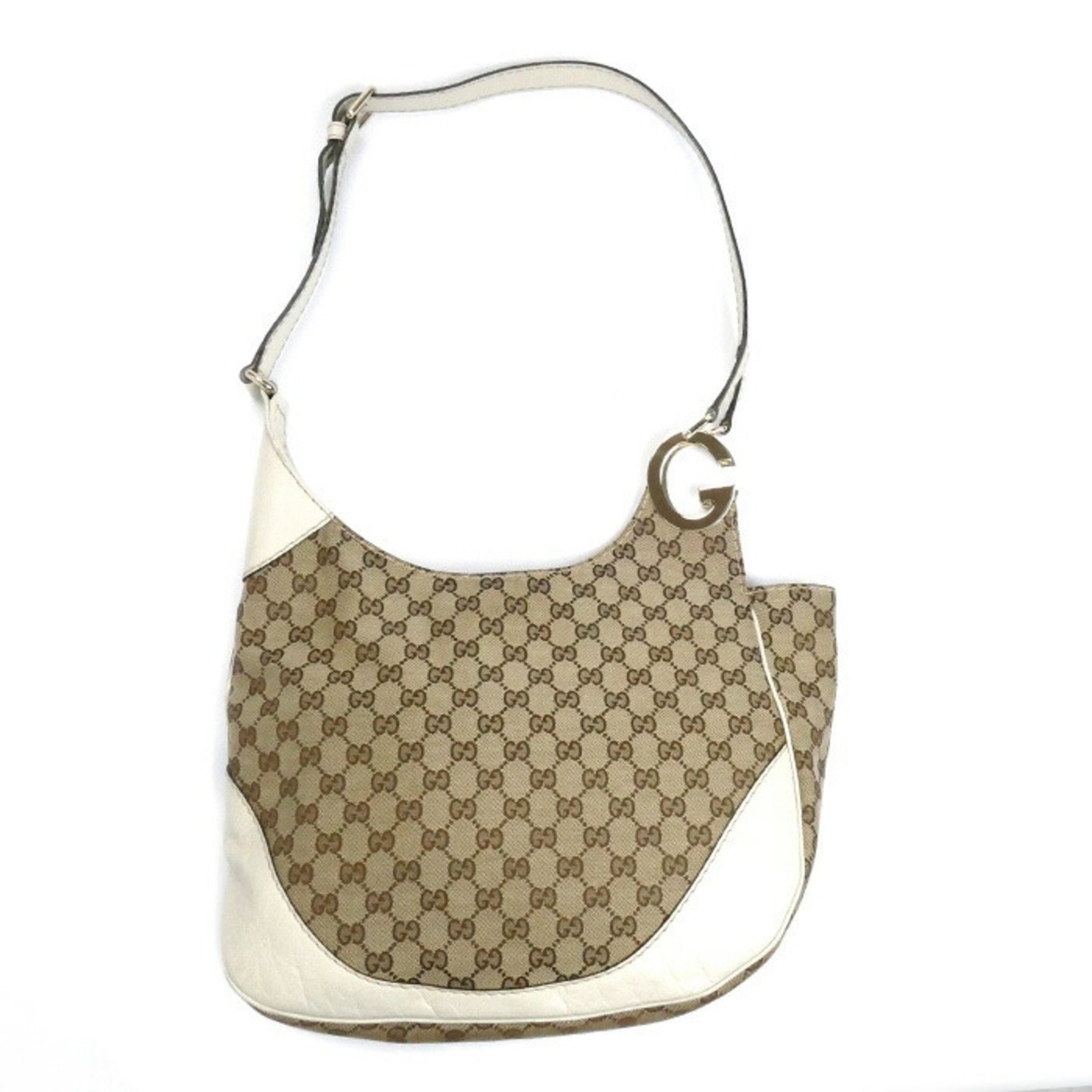 GUCCI Charlotte GG Canvas Shoulder Bag, Beige/White
