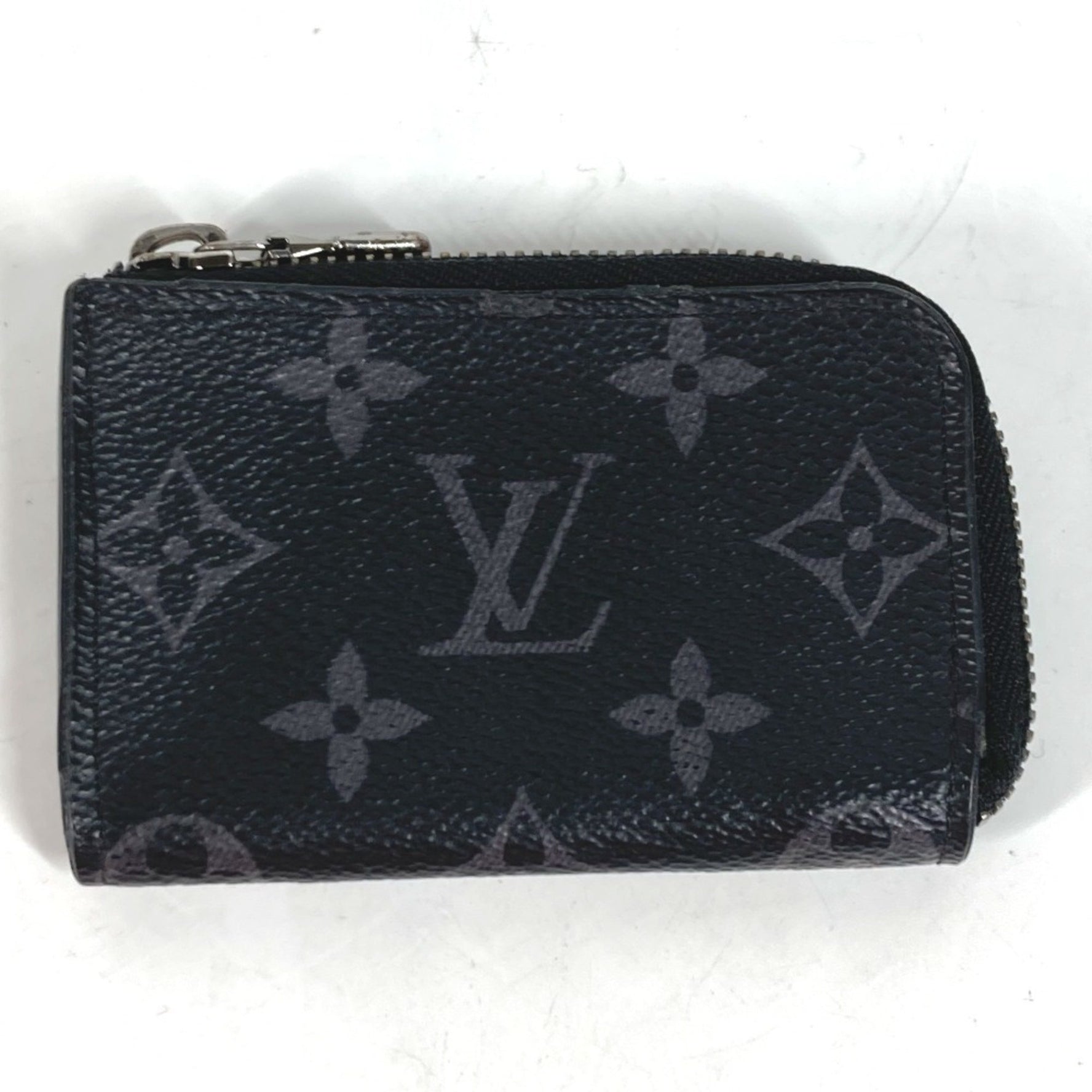 LOUIS VUITTON M63536 Monogram Eclipse Porte Monnaie Jour Wallet with L-shaped Zipper Coin Purse in Canvas, Men's, Black