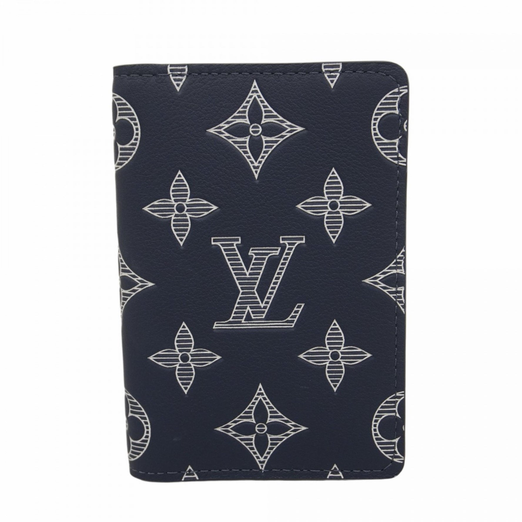 Louis Vuitton Monogram Shadow Organizer de Poche Business Card Case, Blue Marine