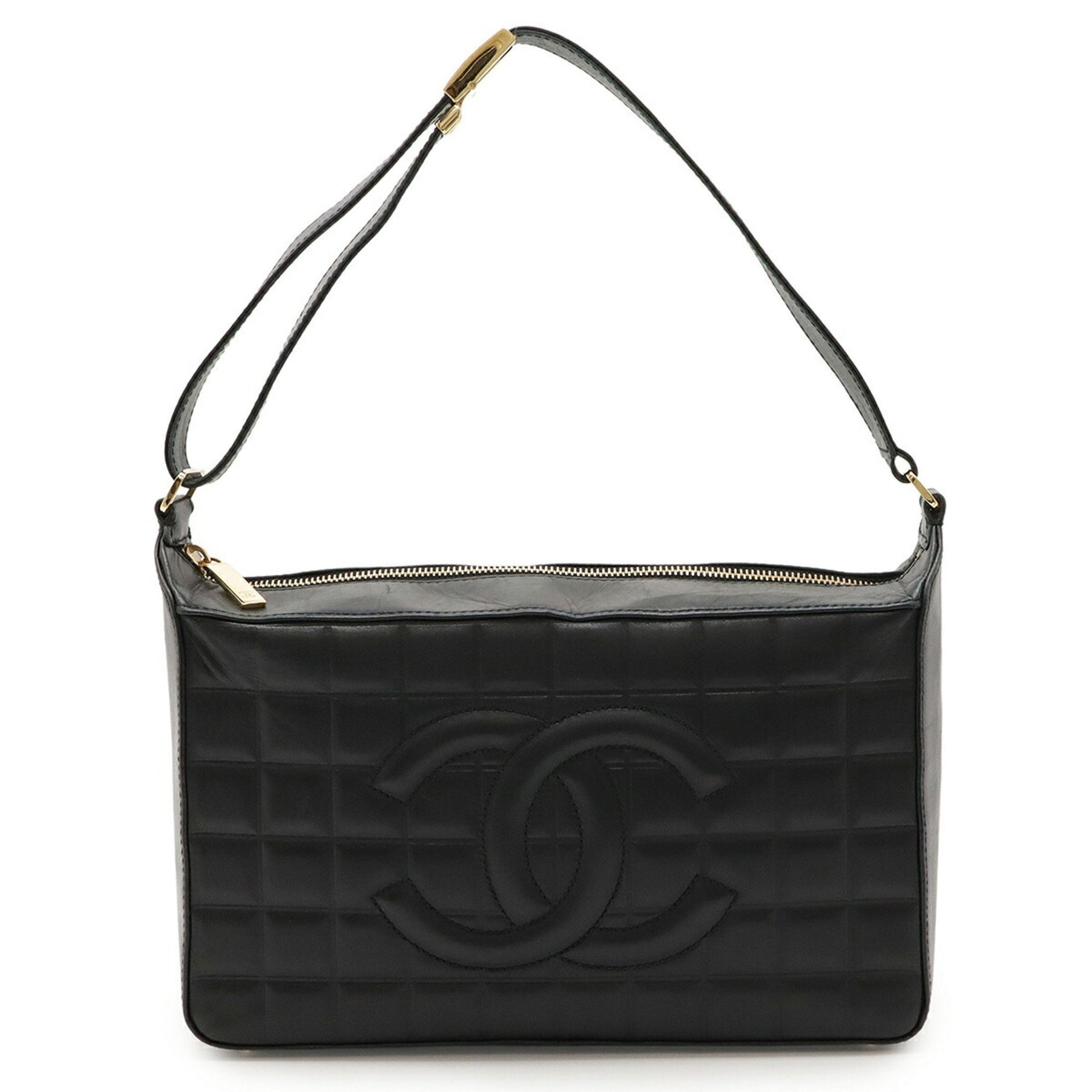 CHANEL Chocobar Coco Mark Shoulder Bag Handbag Lambskin Leather