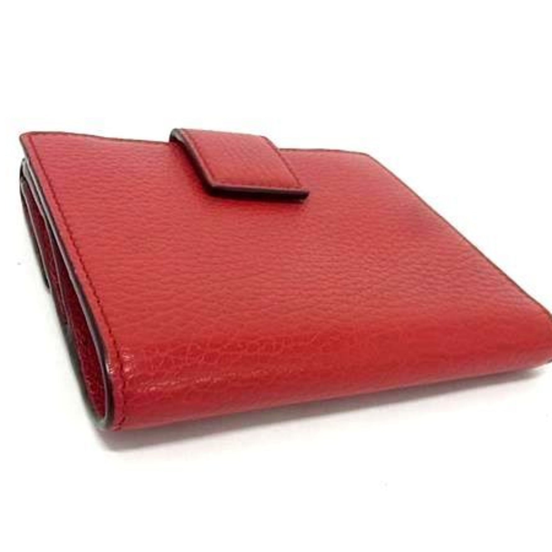 GUCCI Interlocking G W Bifold Wallet Red Leather
