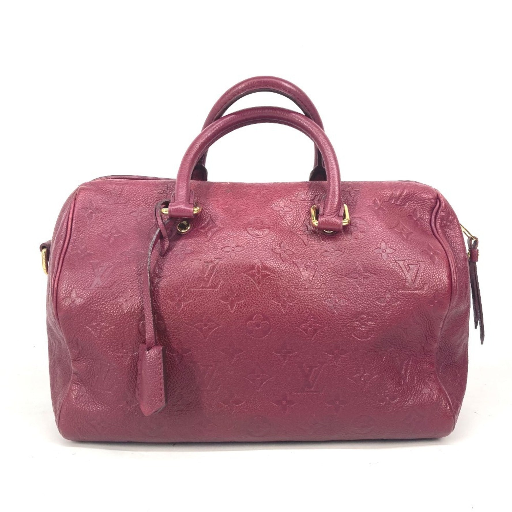 LOUIS VUITTON Monogram Empreinte Speedy Bandouliere 30 Bag Mini Boston Shoulder Crossbody Leather Women's Aurore Wine Red