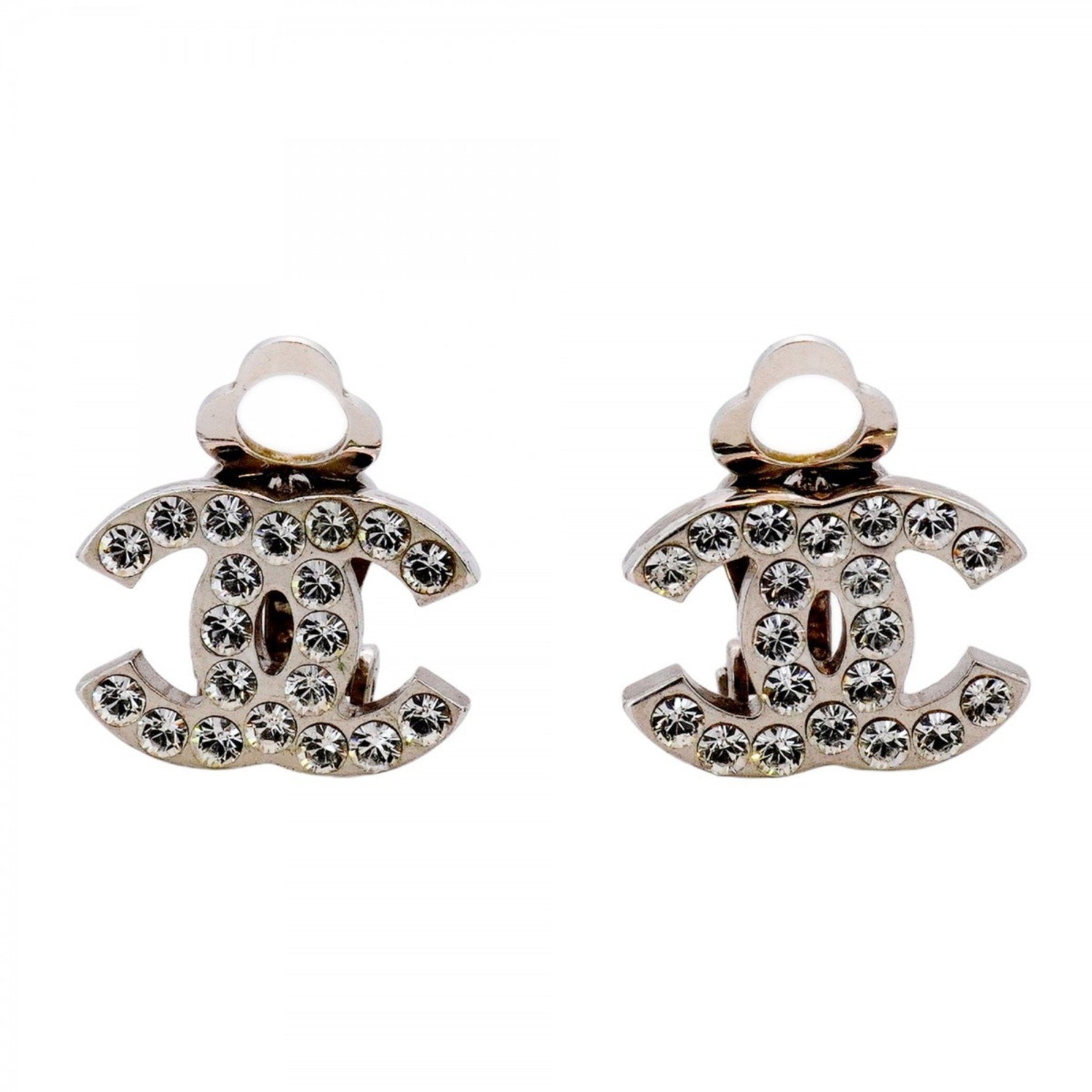 Chanel Coco Mark Metal Rhinestone Earrings