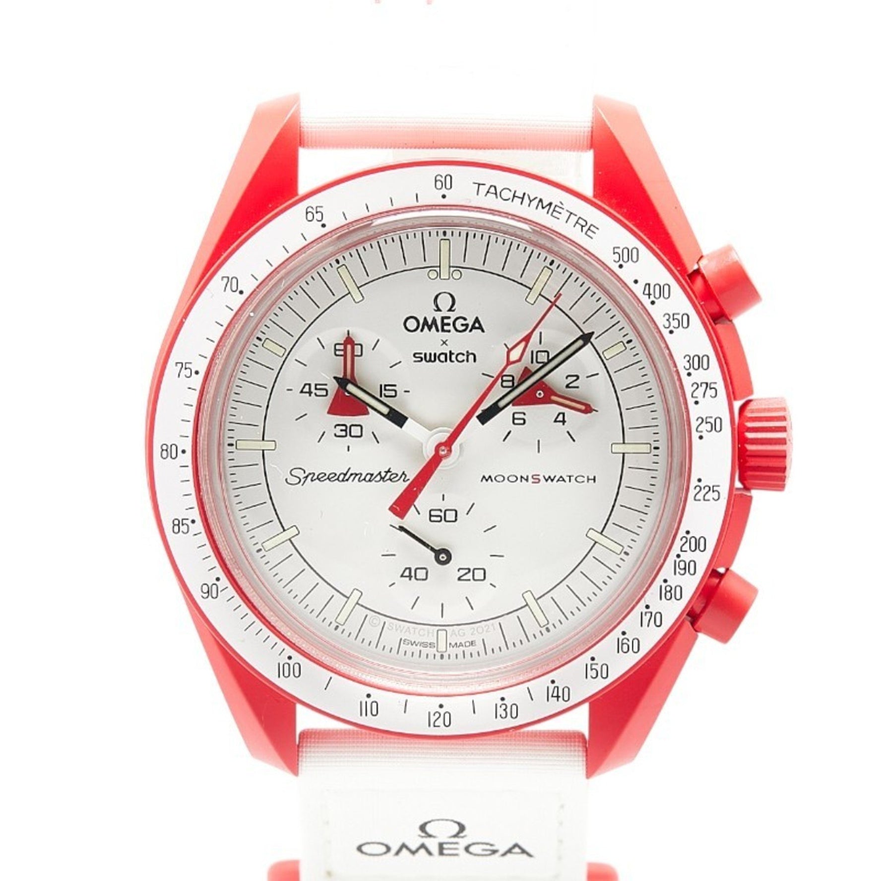 OMEGA x Swatch Moon MISSION TO MARS Wristwatch Quartz White Dial Ceramic Nylon