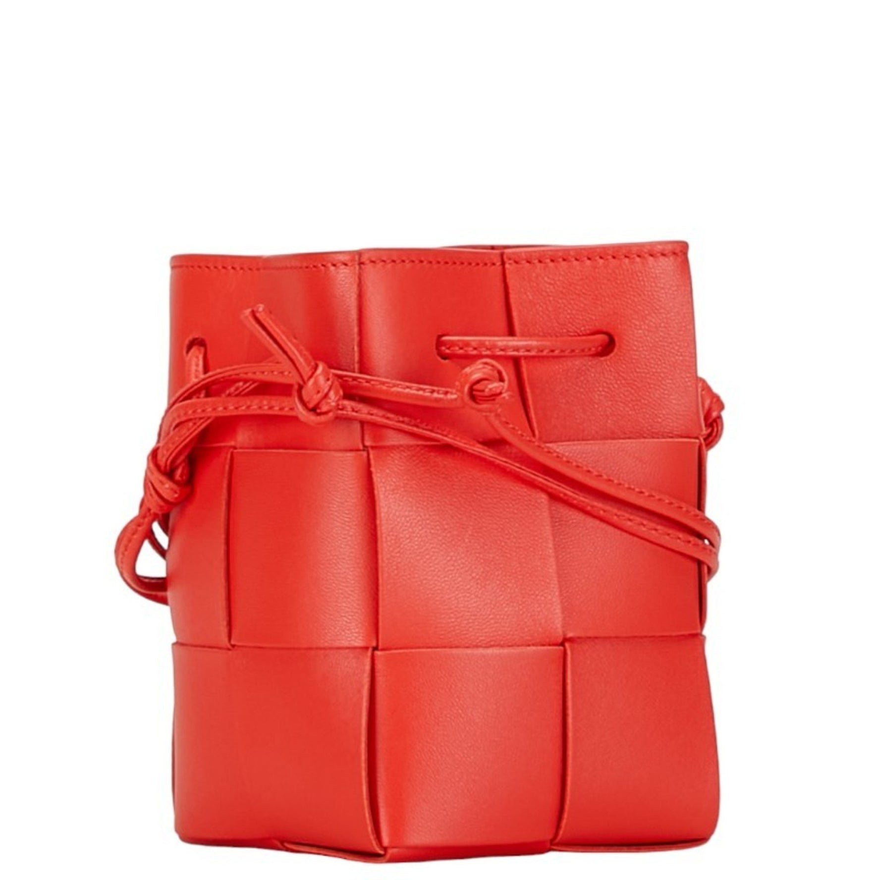 Bottega Veneta Maxi Intrecciato Small Cassette Bag Handbag Red Leather BOTTEGAVENETA