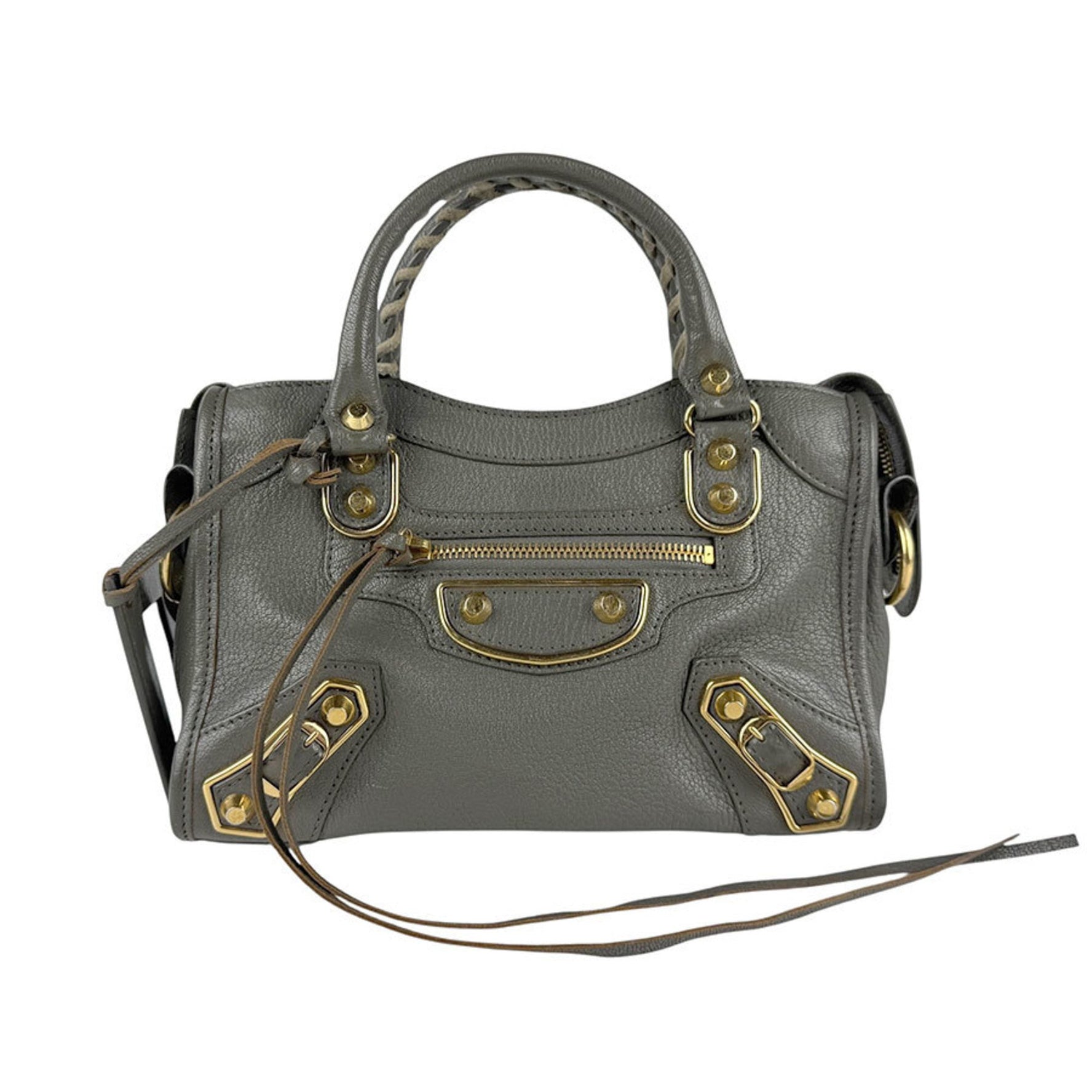 Balenciaga Classic Mini City Handbag/Shoulder Bag in Grey Leather, Women's, z6674