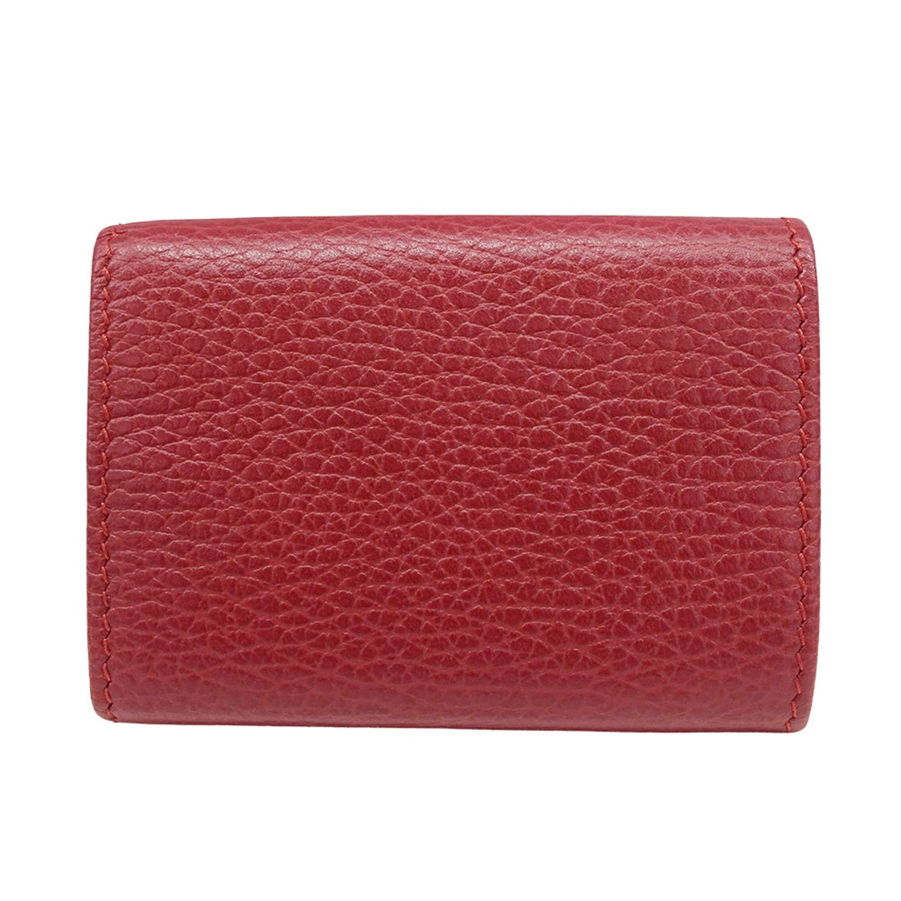 Gucci Petit Marmont Tri-fold Wallet in Red Leather - Compact Mini Wallet, Solid Color, Simple Design