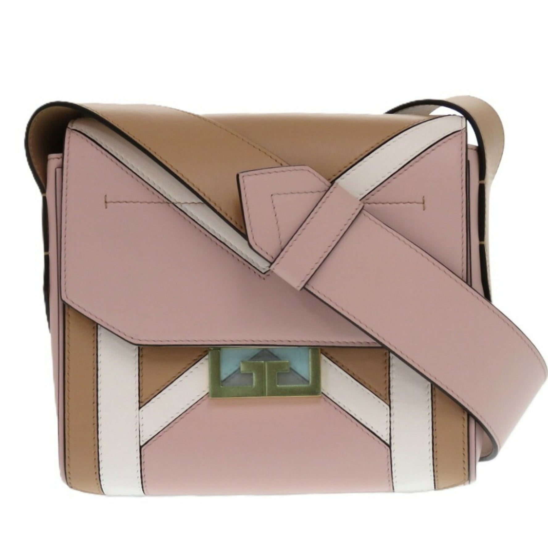 Like new Givenchy Eden leather shoulder bag in brown and pink (0324)