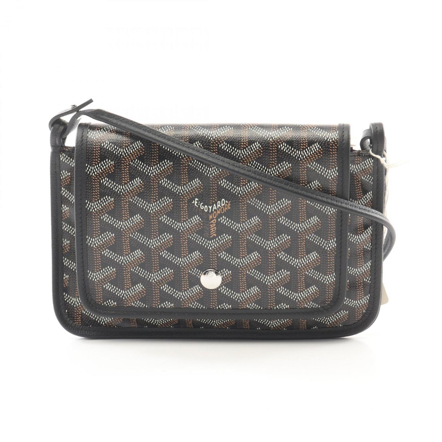 GOYARD Plume Pouch Wallet Shoulder Bag Coated Canvas Leather Black Multicolor